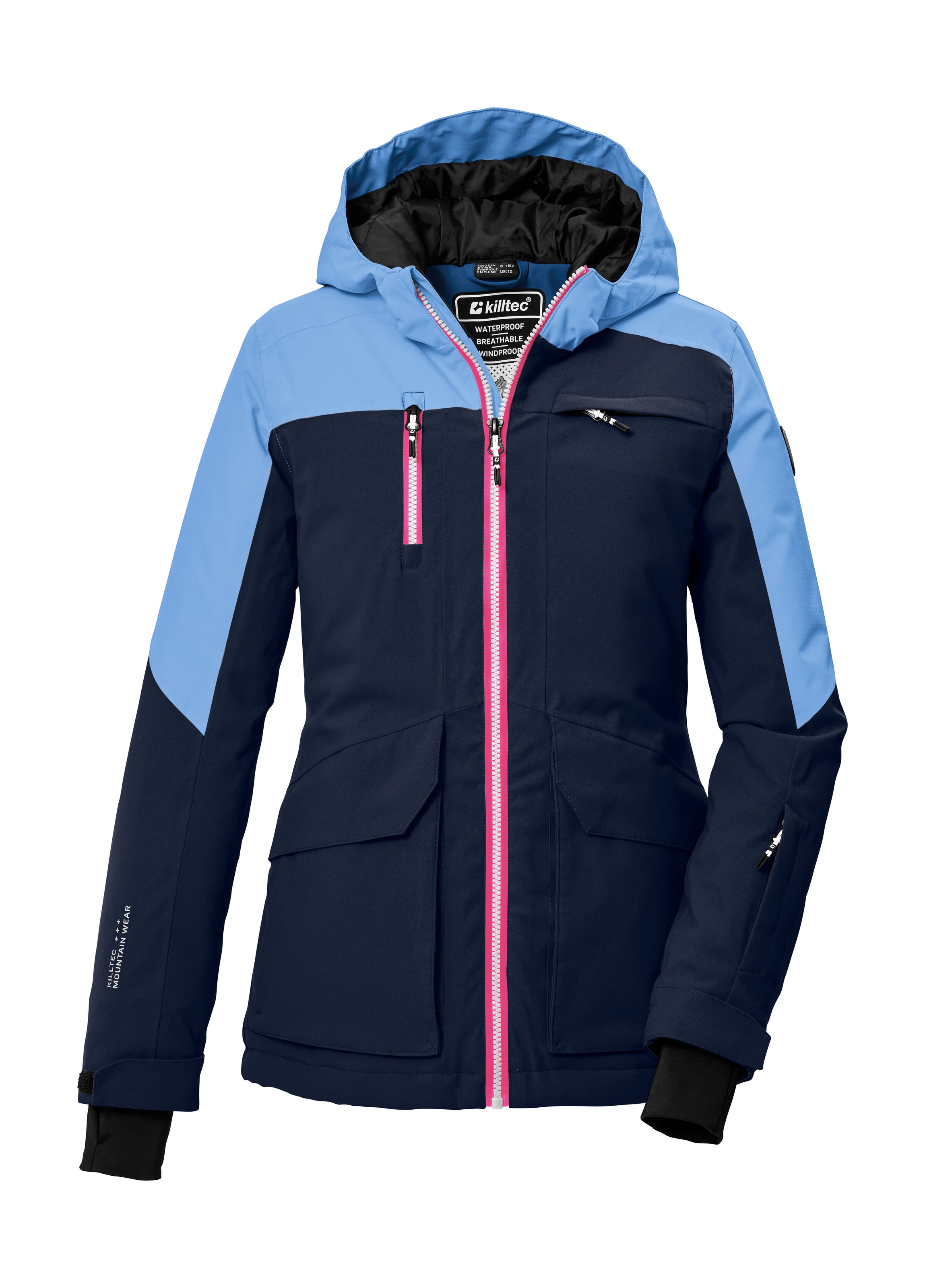 Killtec Skijacke "KSW 340 GRLS SKI JCKT" Wasserdichte Mädchenjacke mit Kapuze, Schneefang und Stauraum