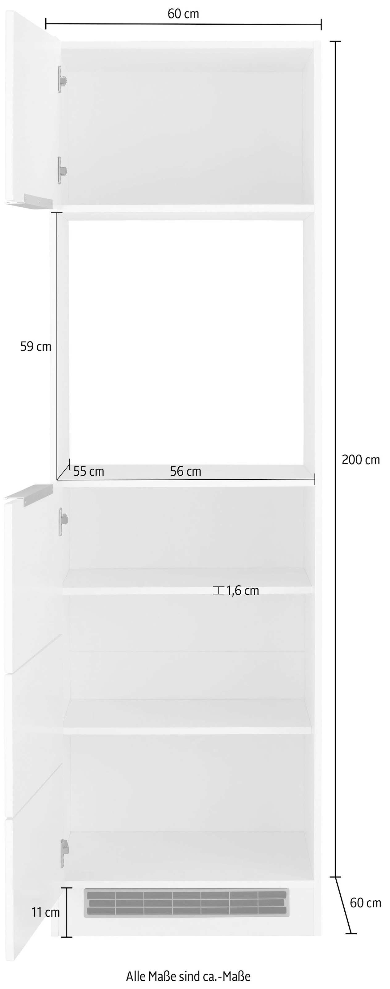 KOCHSTATION Backofenumbauschrank »KS-Brindisi«, 60 cm breit, 200 cm hoch, viel Stauraum