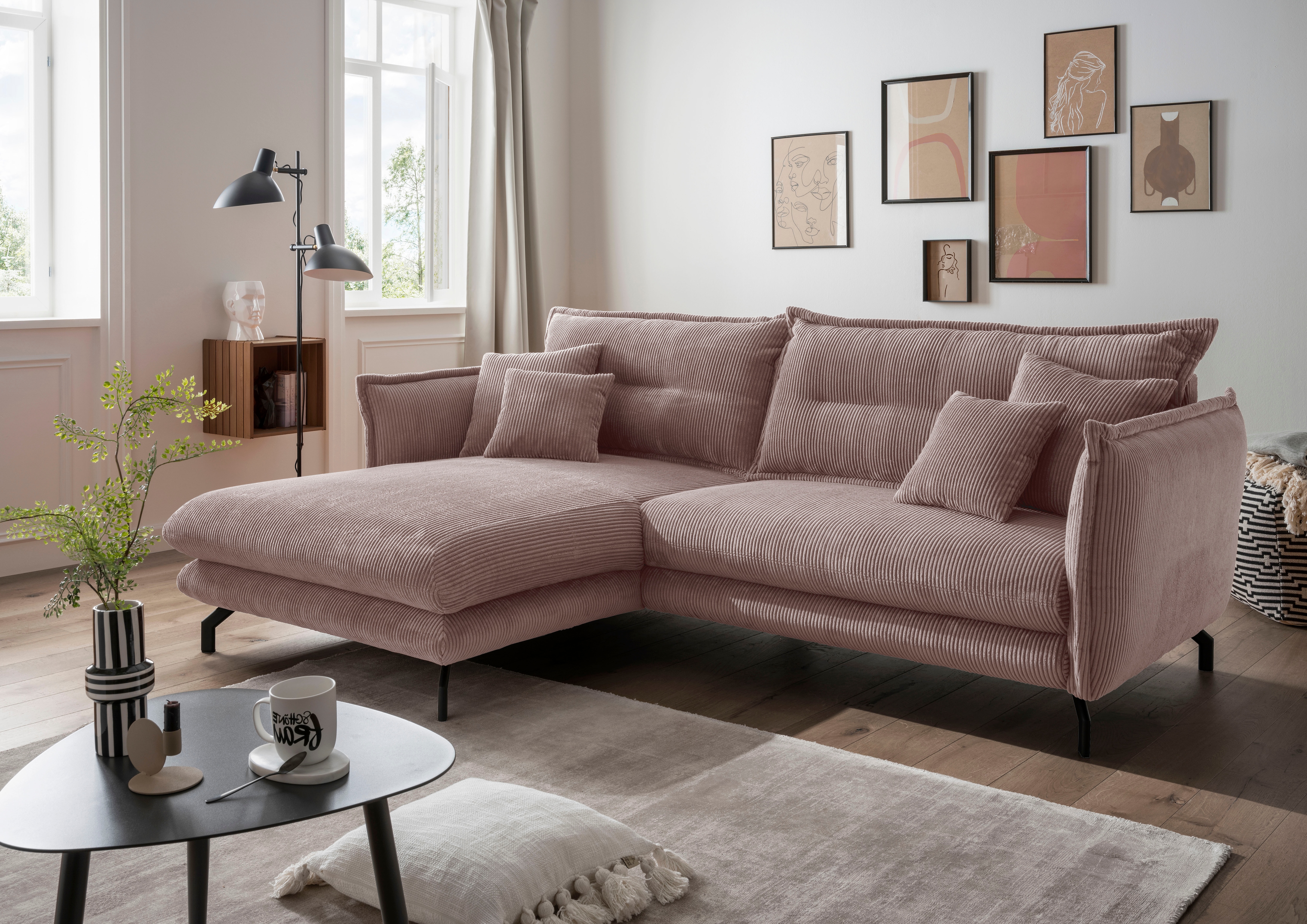 Home affaire Ecksofa "Lava modern & bequem, Breite 255cm, tolle Detailverarbeitung" zwei verschiedene Fußfarben wählbar