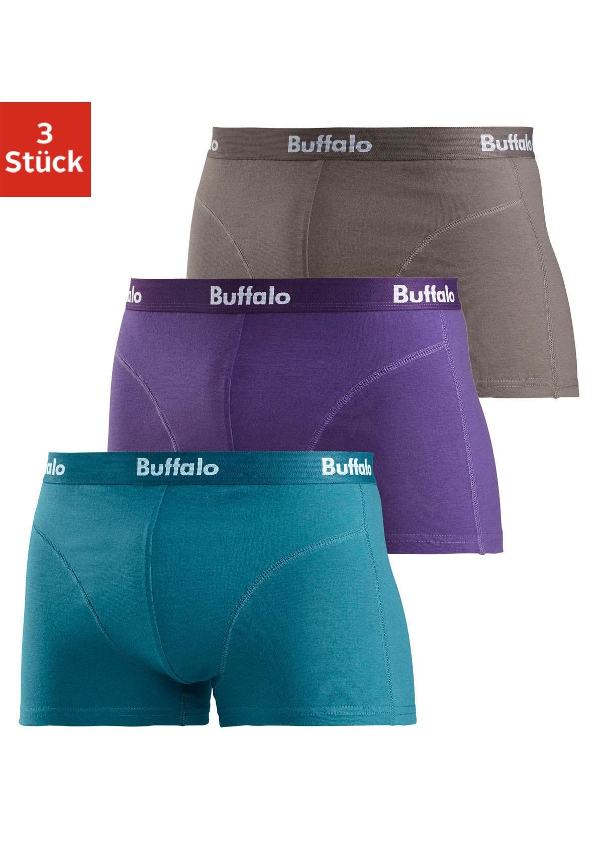 Buffalo Boxer "Boxershorts für Herren", (Packung, 3 St.), mit Overlock-Nähten vorn