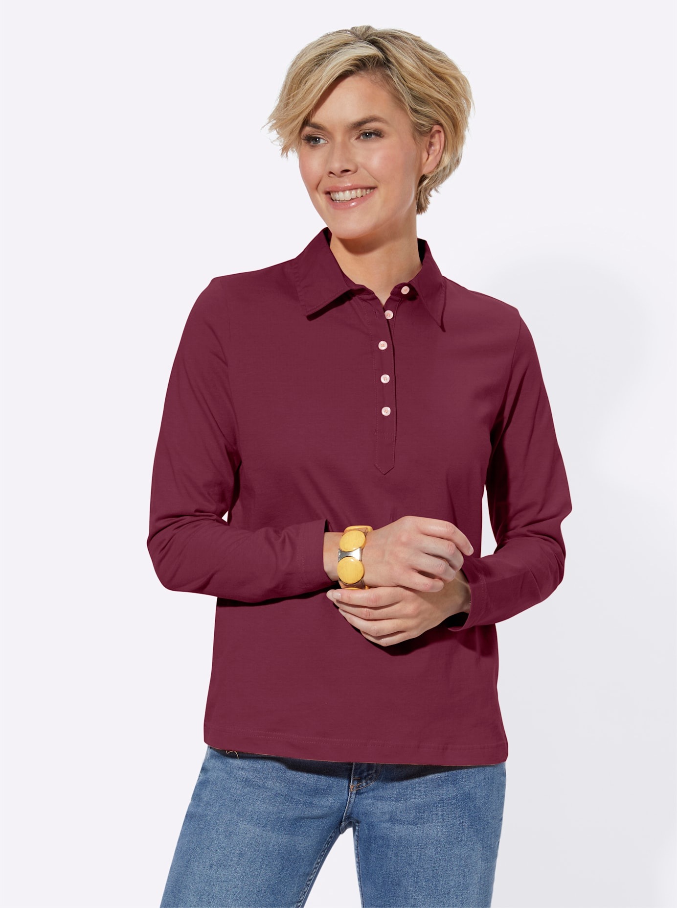 Casual Looks Langarm-Poloshirt "Poloshirt" 1 Stk. günstig online kaufen