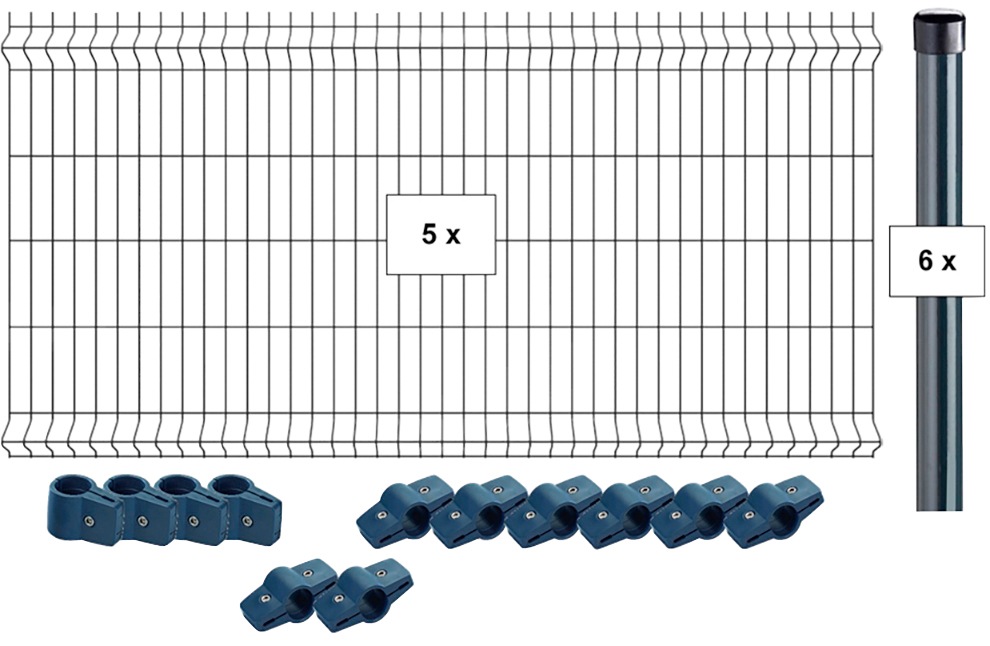 Tetzner & Jentzsch Einstabmattenzaun »Stratton 3«, 103 cm hoch, 5 Elemente für 10,36 Meter Zaun, mit 6 Pfosten