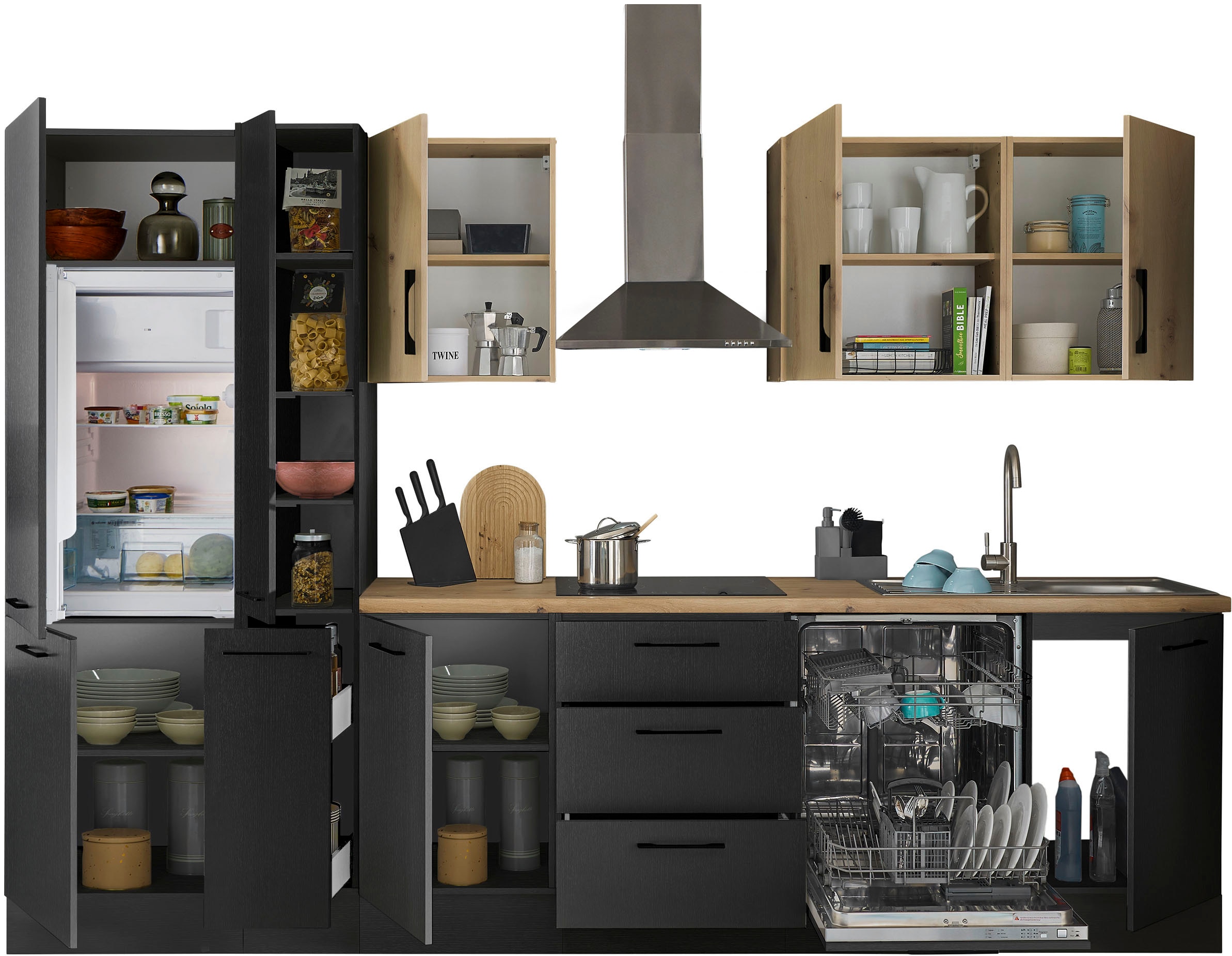 BASIC by Balculina Küchenzeile »Turin«, Breite 310 cm, wahlweise mit E-Geräten