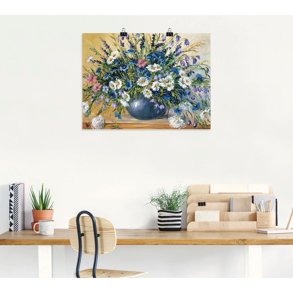 Artland Wandbild »Vase mit Kornblumen«, Blumen, (1 St.), als Leinwandbild, Poster, Wandaufkleber in verschied. Größen