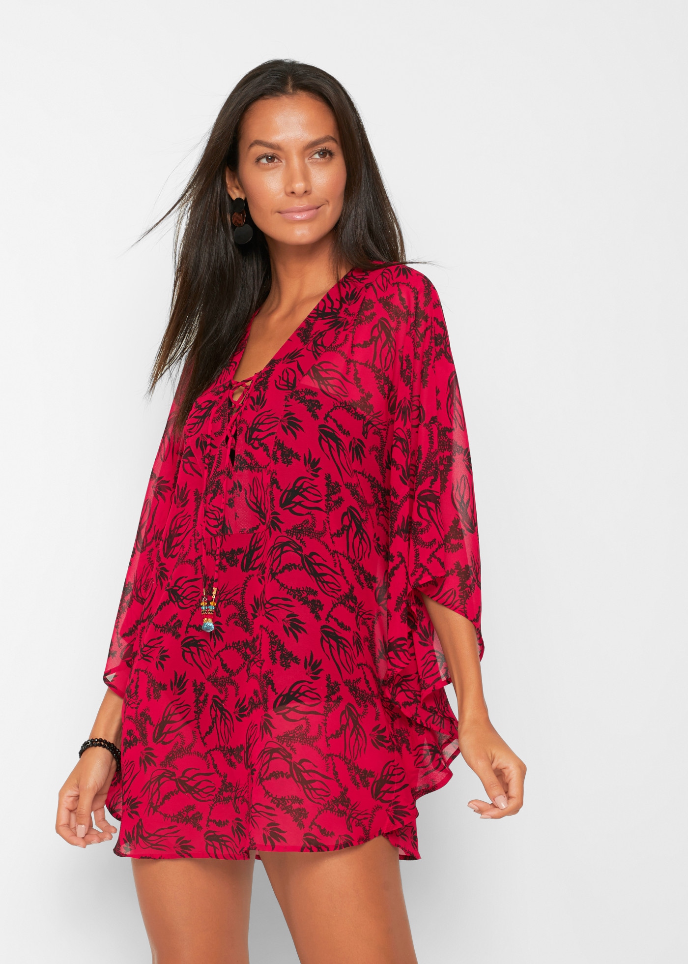 bonprix Longtunika aus Chiffon, weiter kastiger Schnitt