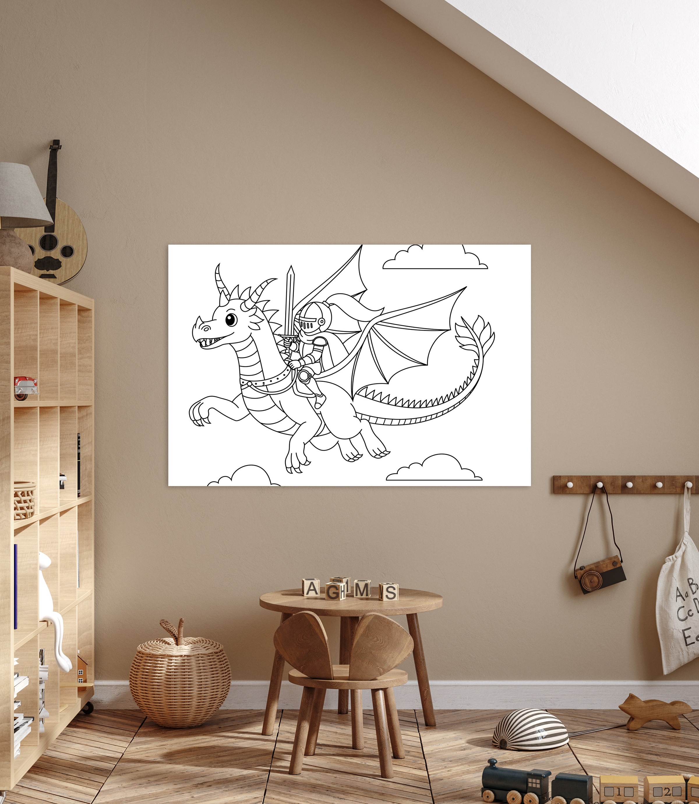 queence Bild "Fliegender Drache & Ritter", Drachen-Figuren-klassische Fanta günstig online kaufen