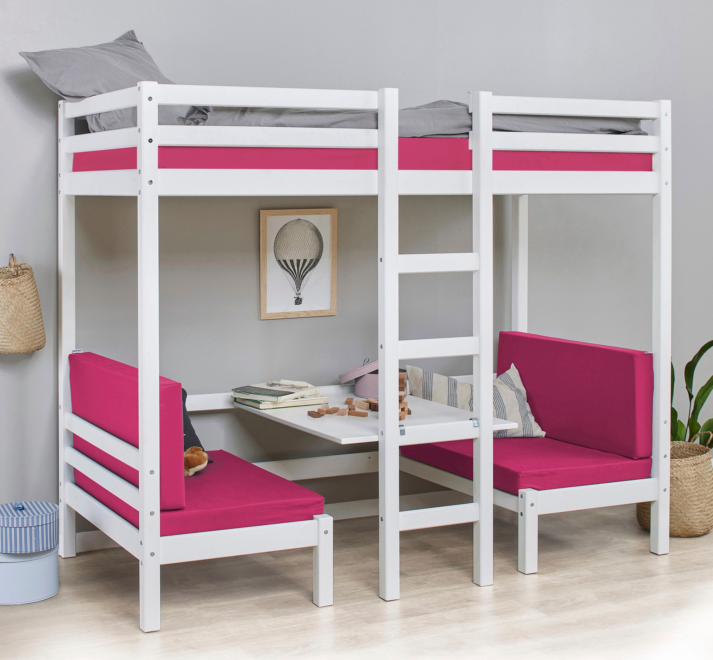 Hoppekids Hochbett "Kinderbett ECO Dream, Einzelbett, Juniorbett 90x200", 5 günstig online kaufen