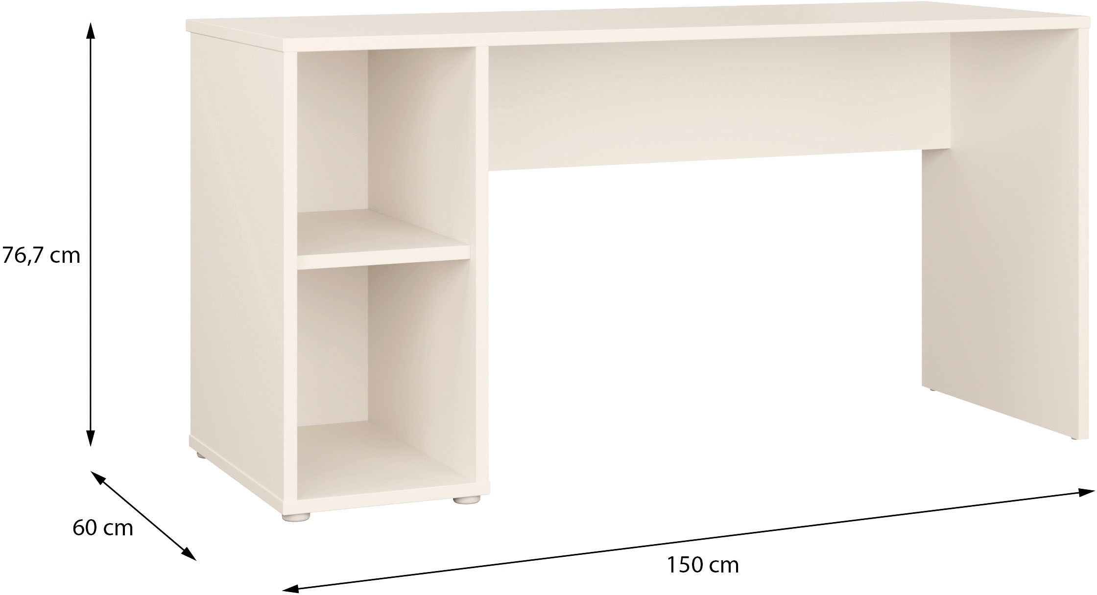 FORTE Schreibtisch »Alice Springs, Schreibtisch mit 2 offenen Fächern, zeitlos« B/H/T 150/76,7/60 cm offene Fächer