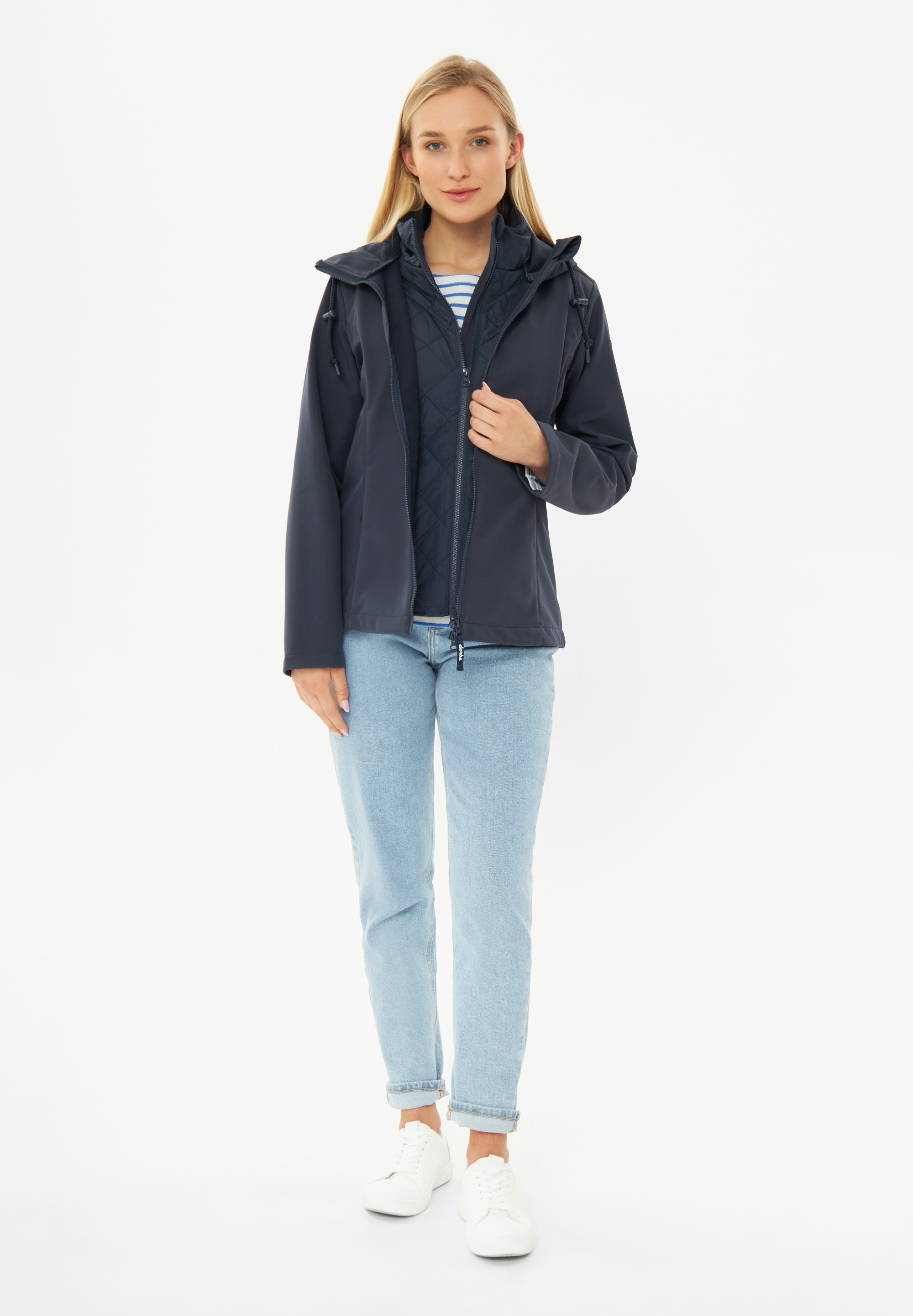 Thumbnail - Derbe Softshelljacke "Adeby", 2-Wege-Reißverschluss, wasserabweisend, winddicht, Kapuze