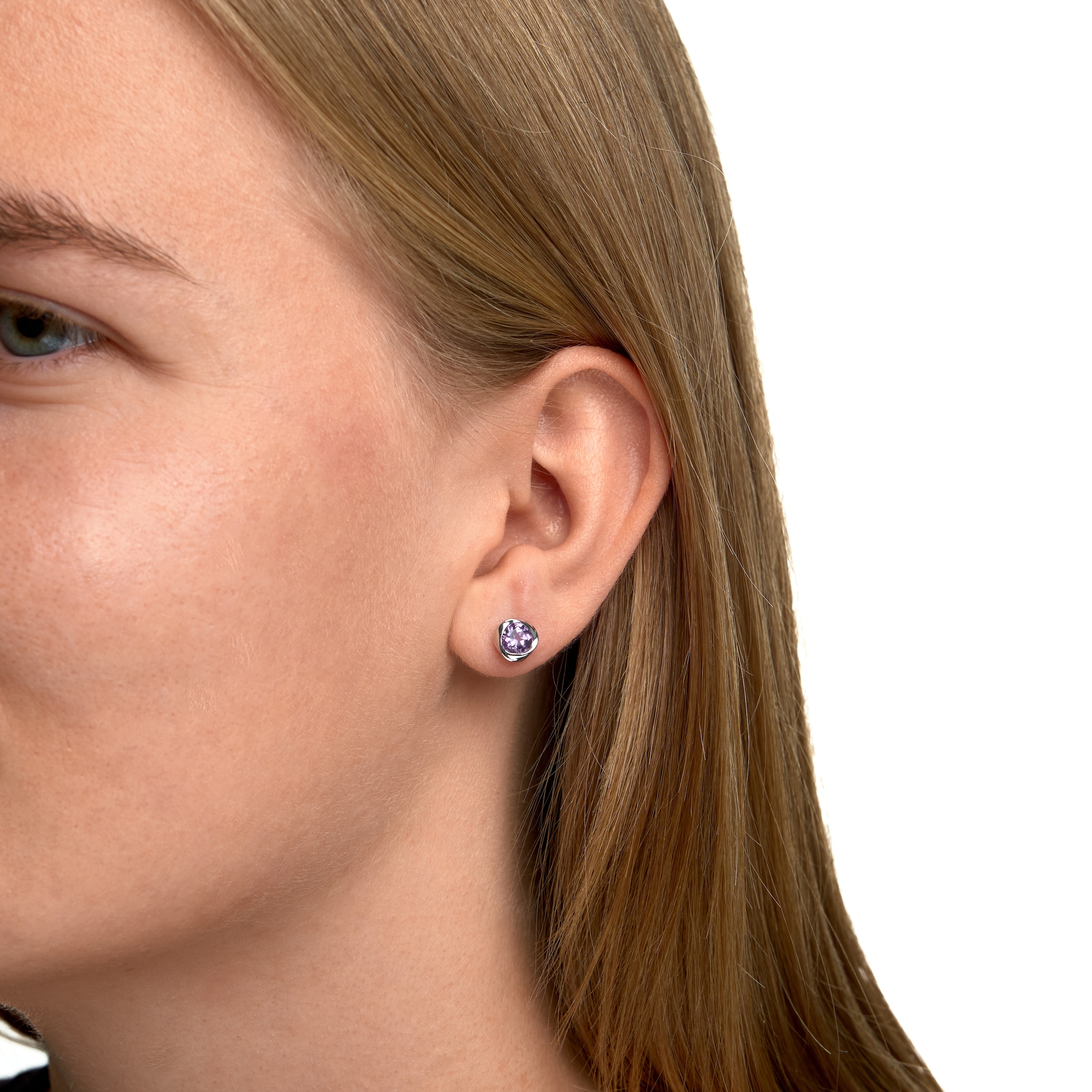 Zeeme Paar Ohrstecker »Silber 925 rhodiniert mit echtem Amethyst«