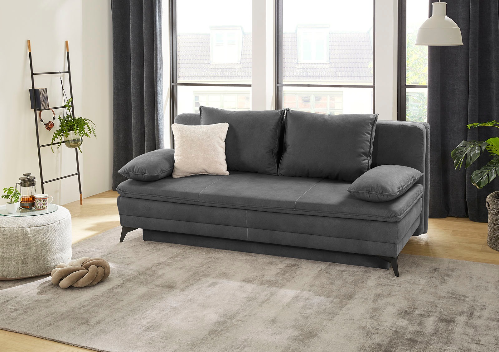 Jockenhöfer Gruppe Schlafsofa "Laurin, B: 202 cm, Liegefl. 158x200 cm, Dauerschläfer" mit Schlaffunktion, Bettkasten, Kaltschaumtopper &1 Zierkissen