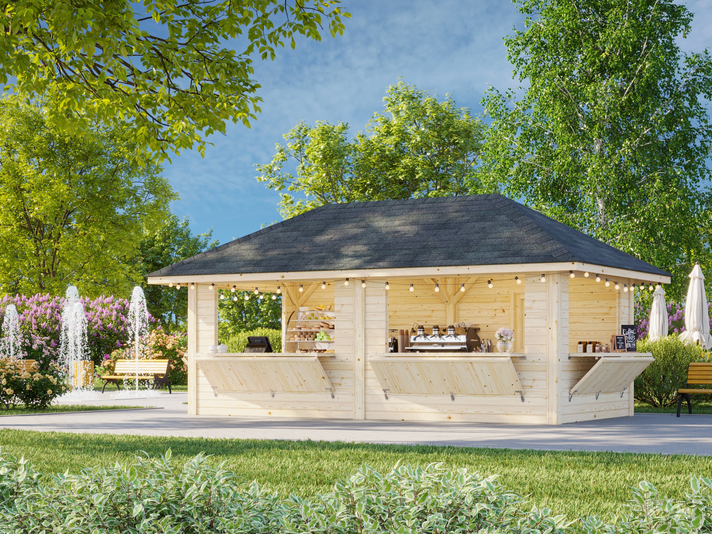 Palmako Holzpavillon »Bianca 16,6 m² Set 112« BxTxH: 672x384x319 cm
