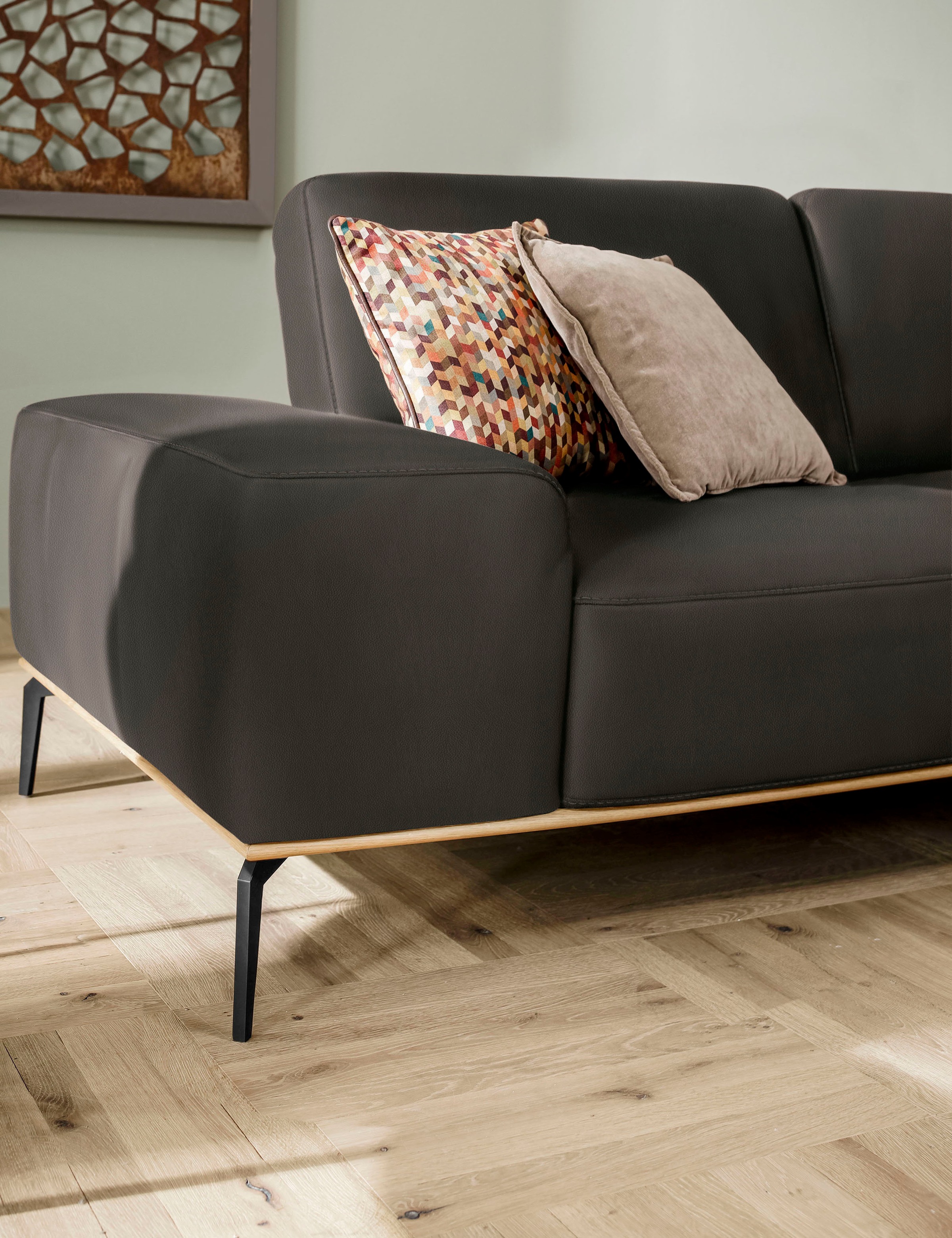 W.SCHILLIG Ecksofa »run, Designsofa mit tollem Sitzkomfort, bequem, L-Form«, mit Holzsockel, Füße in Schwarz pulverbeschichtet, Breite 319 cm