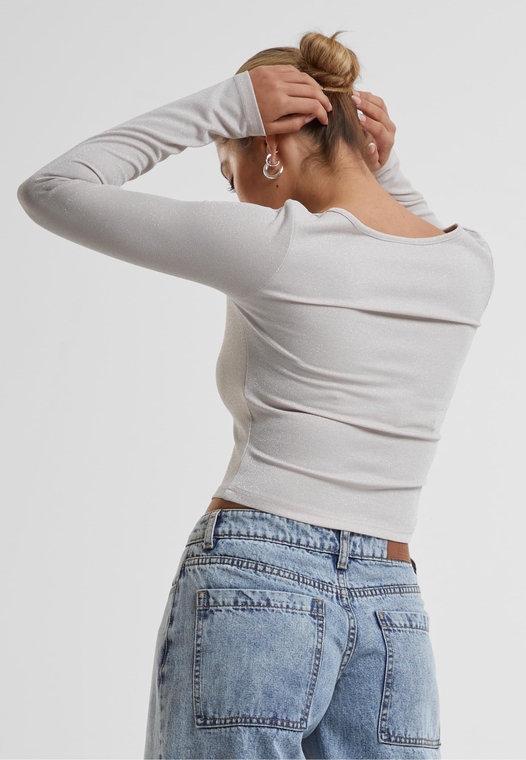URBAN CLASSICS T-Shirt »Urban Classics Ladies Glitter Square Neck Longsleeve«, (1 tlg.)