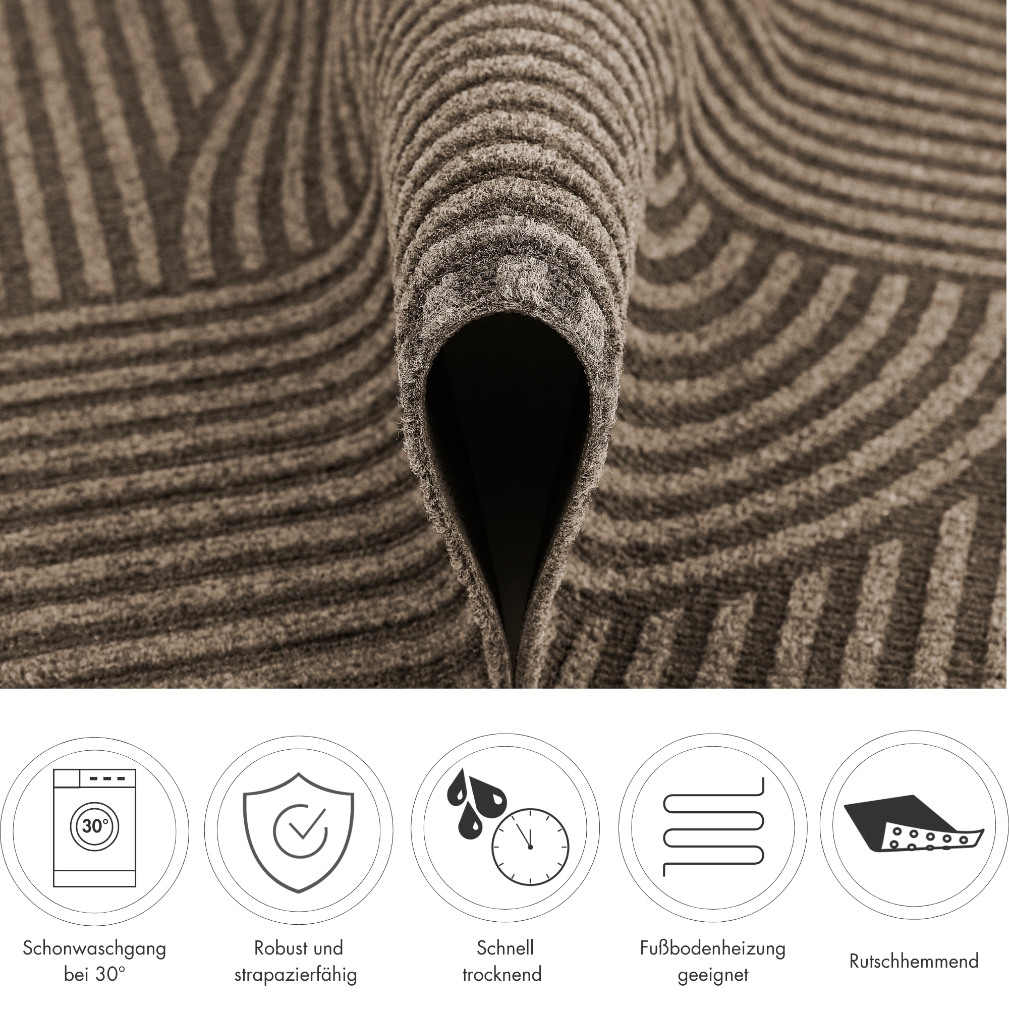 Andiamo Fußmatte »Yukon« rechteckig 6 mm Höhe Schmutzfangmatte, modernes Design, robust, waschbar, rutschhemmend