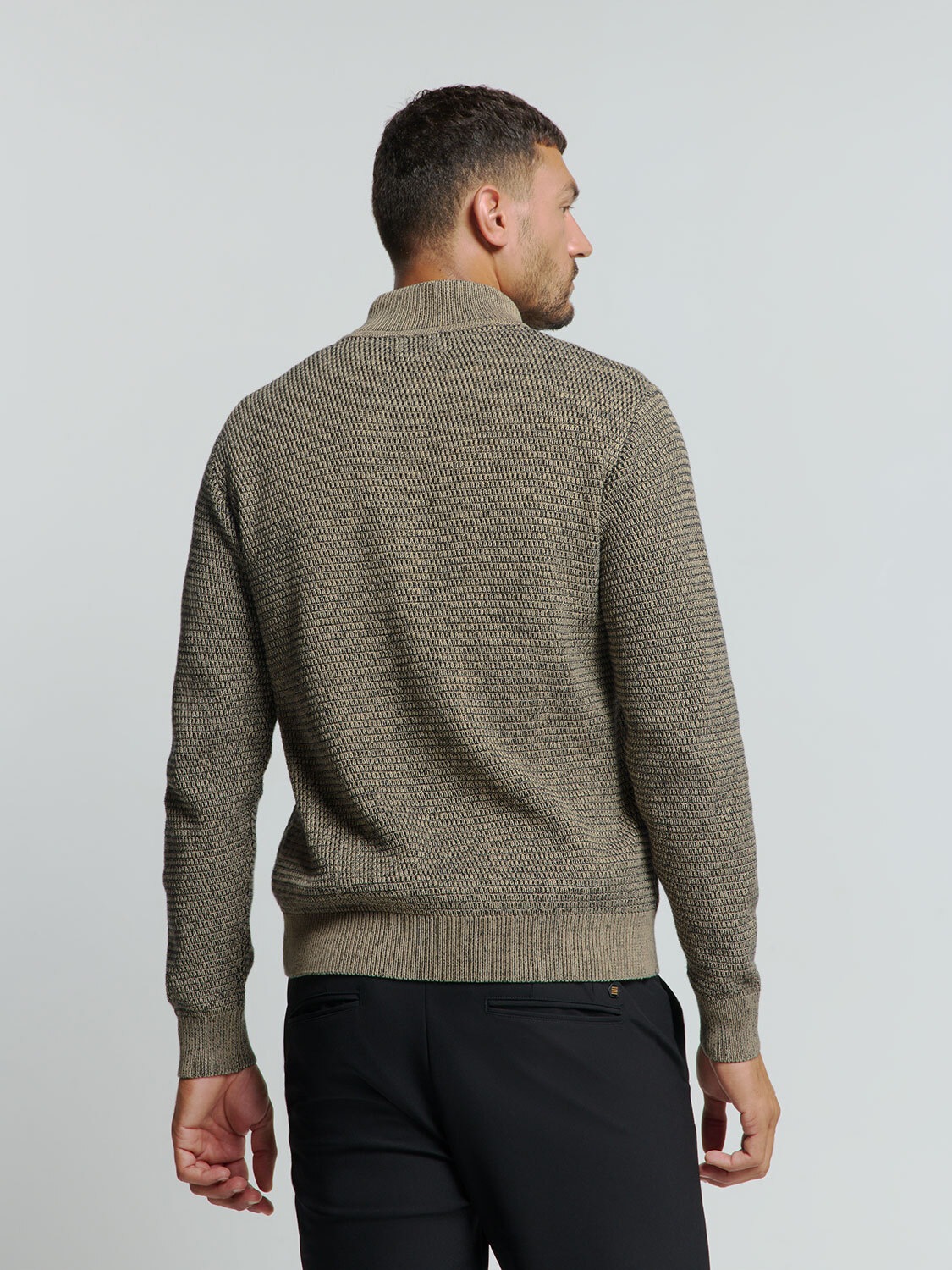 NO EXCESS Rollkragenpullover »No Excess Halber Reißverschluss Pullover Melange«