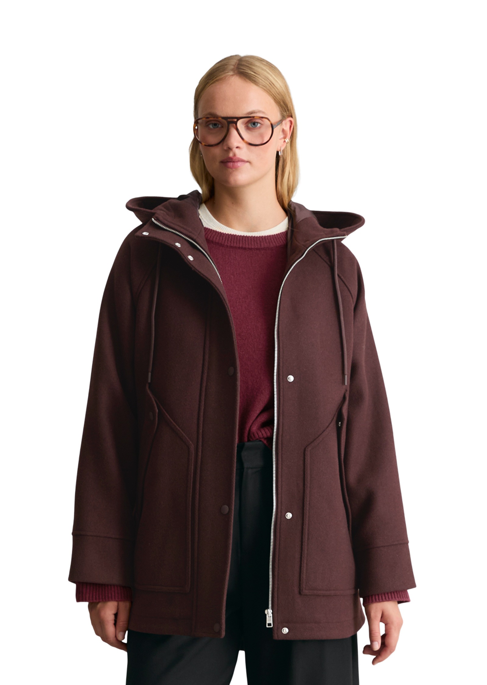 Damen Wollmantel "aus Wolle-Mix", braun, Gr. XXL, MARC O'POLO DENIM, unifarben, Obermaterial: 50% Wolle, 47% Polyester, 3% Sonstige Fasern, Mäntel