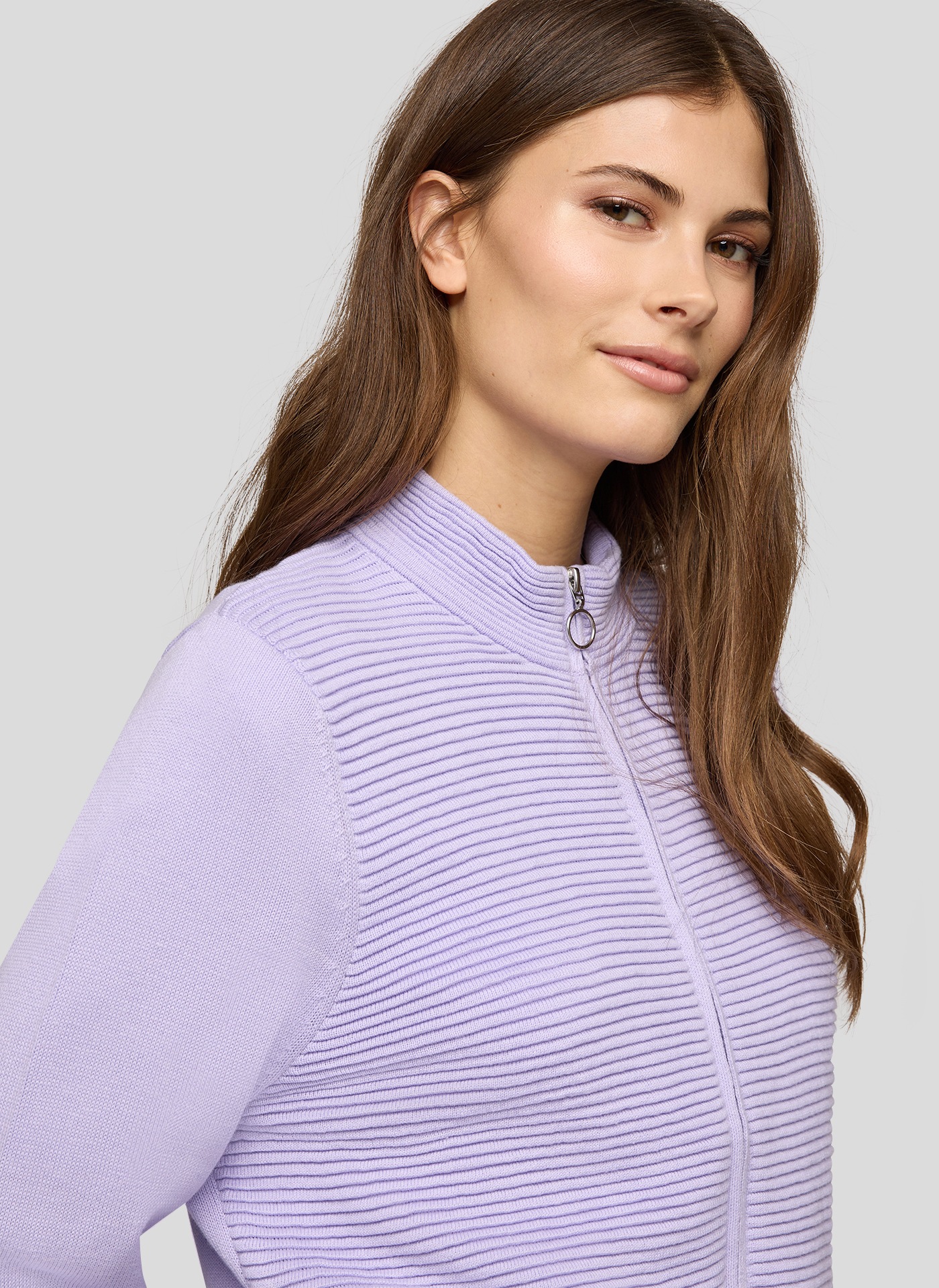 Strickjacke RABE "Strickjacke", Damen, Gr. 42, lila, 60%Baumwolle, 40%Polyacryl, unifarben, figurbetont, Strickjacken Strickjacke 3