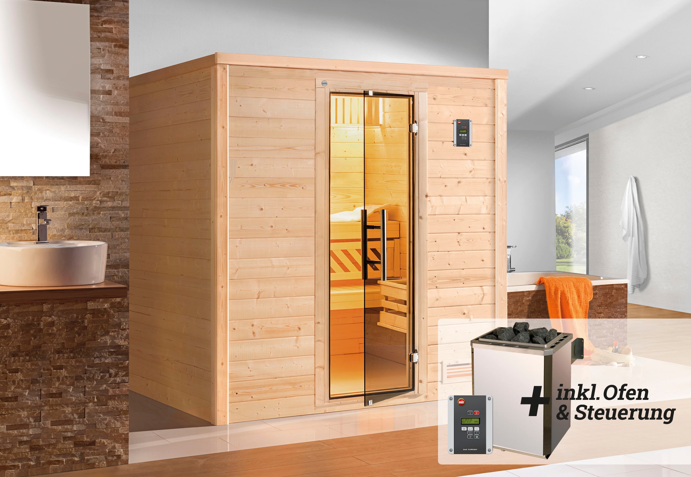 weka Sauna »Bergen«, 7,5 kW-Ofen mit digitaler Steuerung