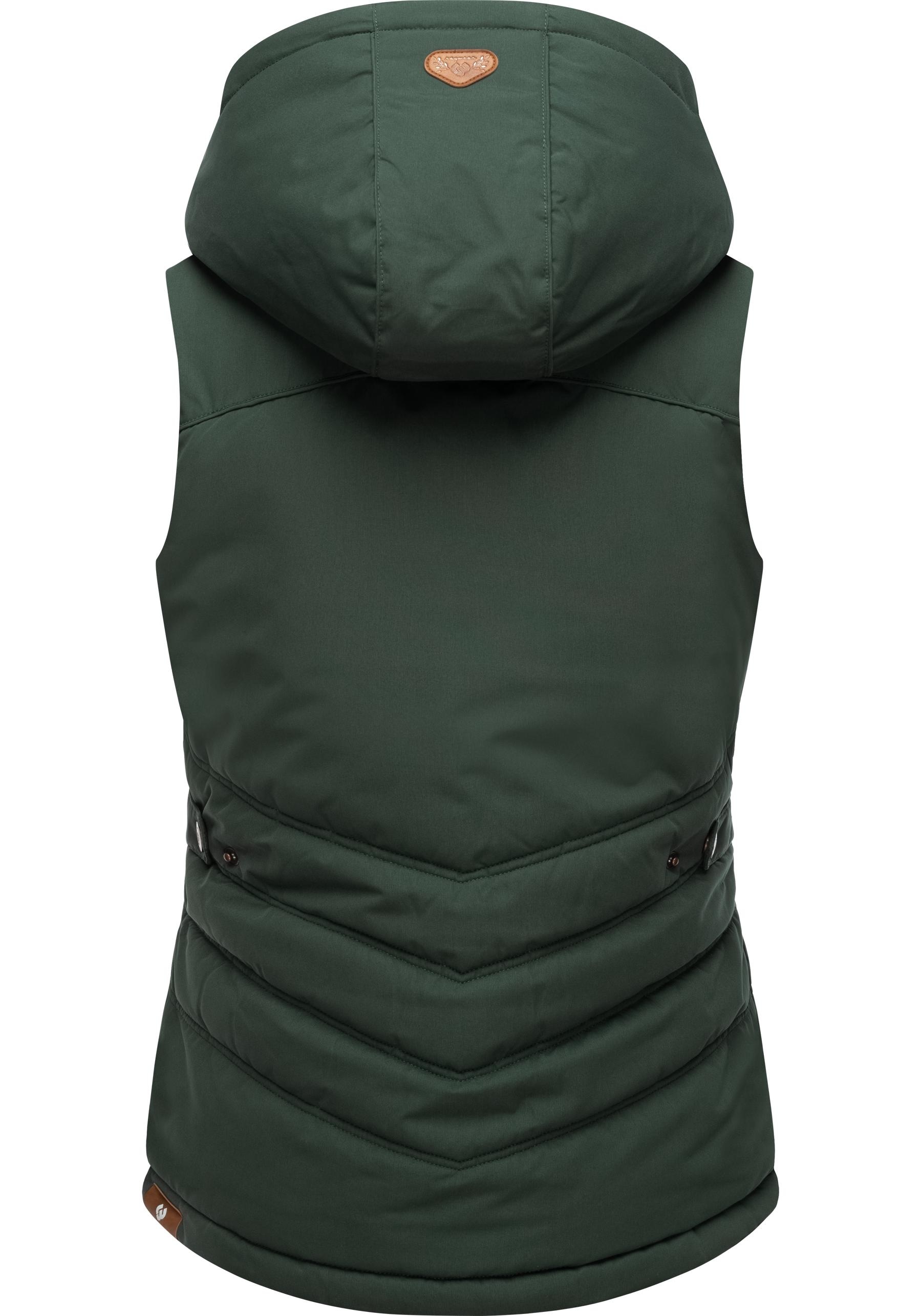 Ragwear Steppweste »Hesty«, Wasserdichte Outdoor-Weste mit abnehmbarer Kapuze