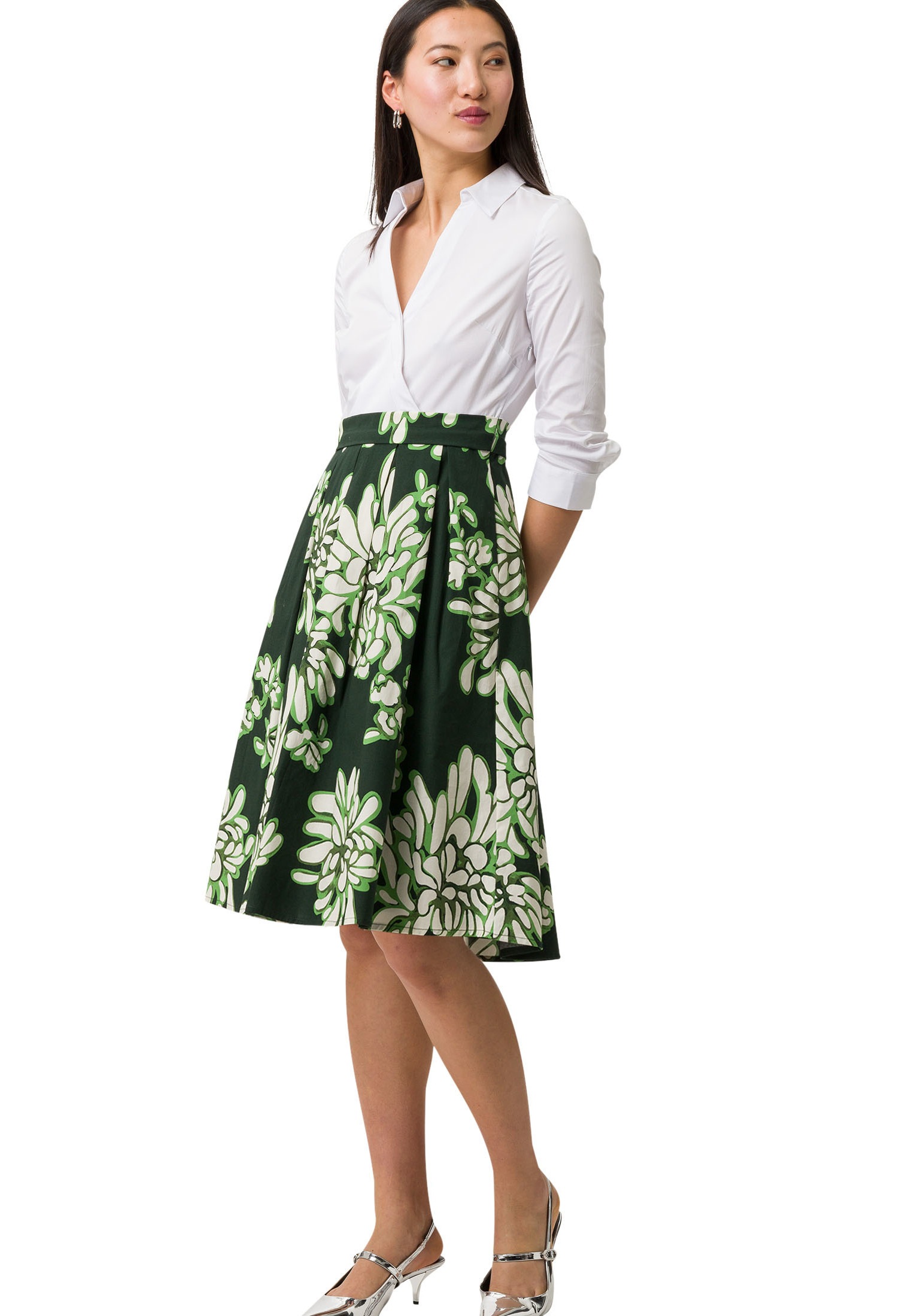 Zero Blusenkleid »zero Blusenkleid 2 in 1 Optik mit Druck«, Falten