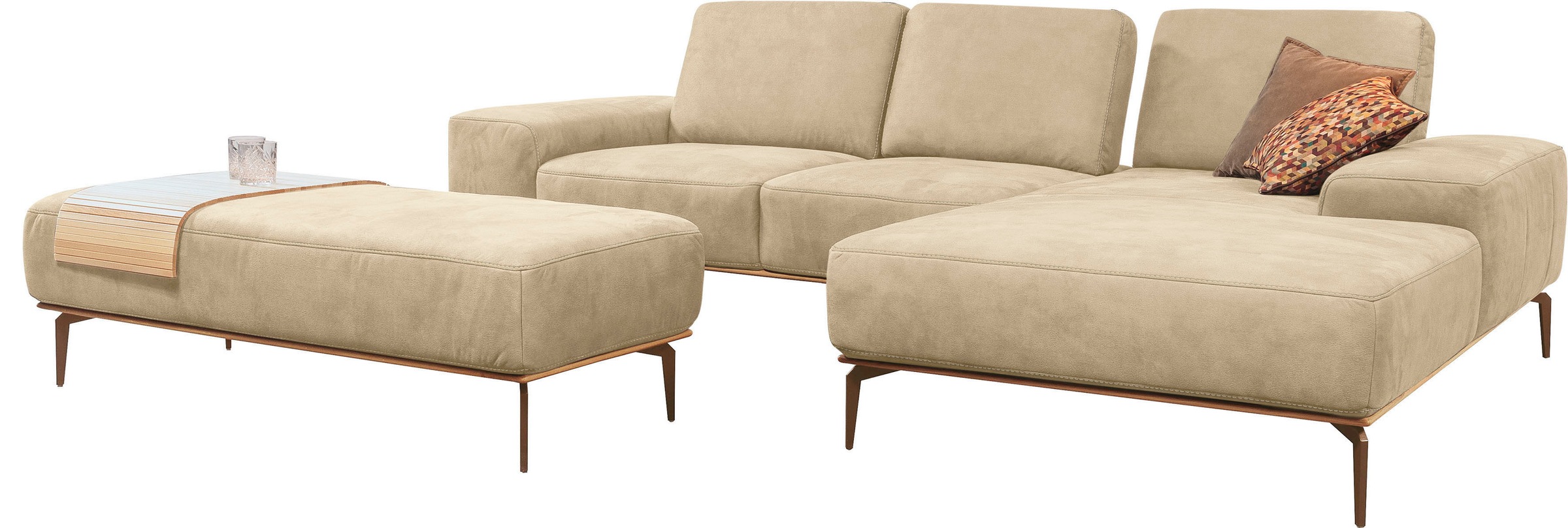Thumbnail - W.SCHILLIG Ecksofa "run, Designsofa mit tollem Sitzkomfort, bequem, L-Form", mit Holzsockel, Füße in Bronze pulverbeschi...