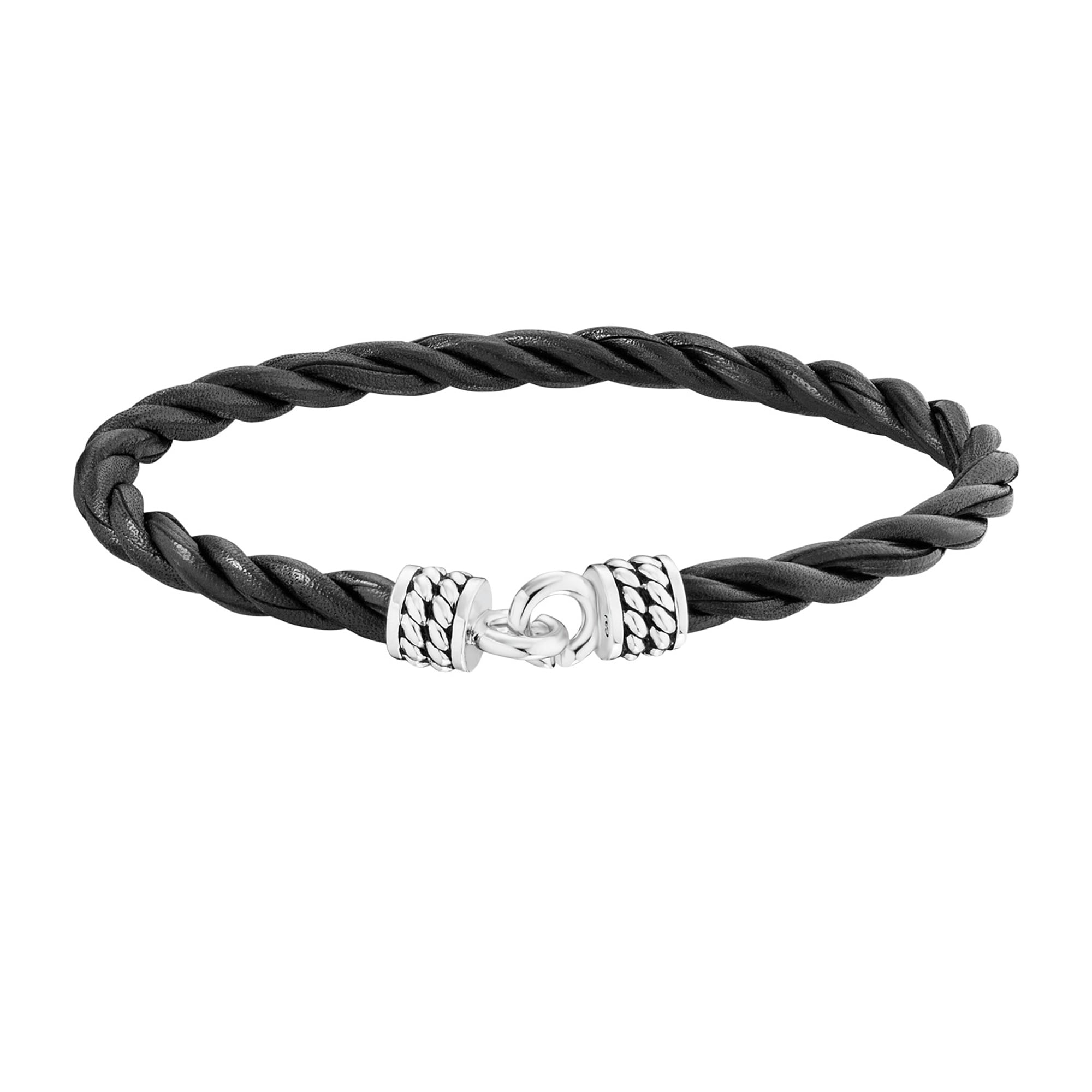 CAÏ Armband »925/- Sterling Silber rhodiniert Lederband 21cm« Textilband