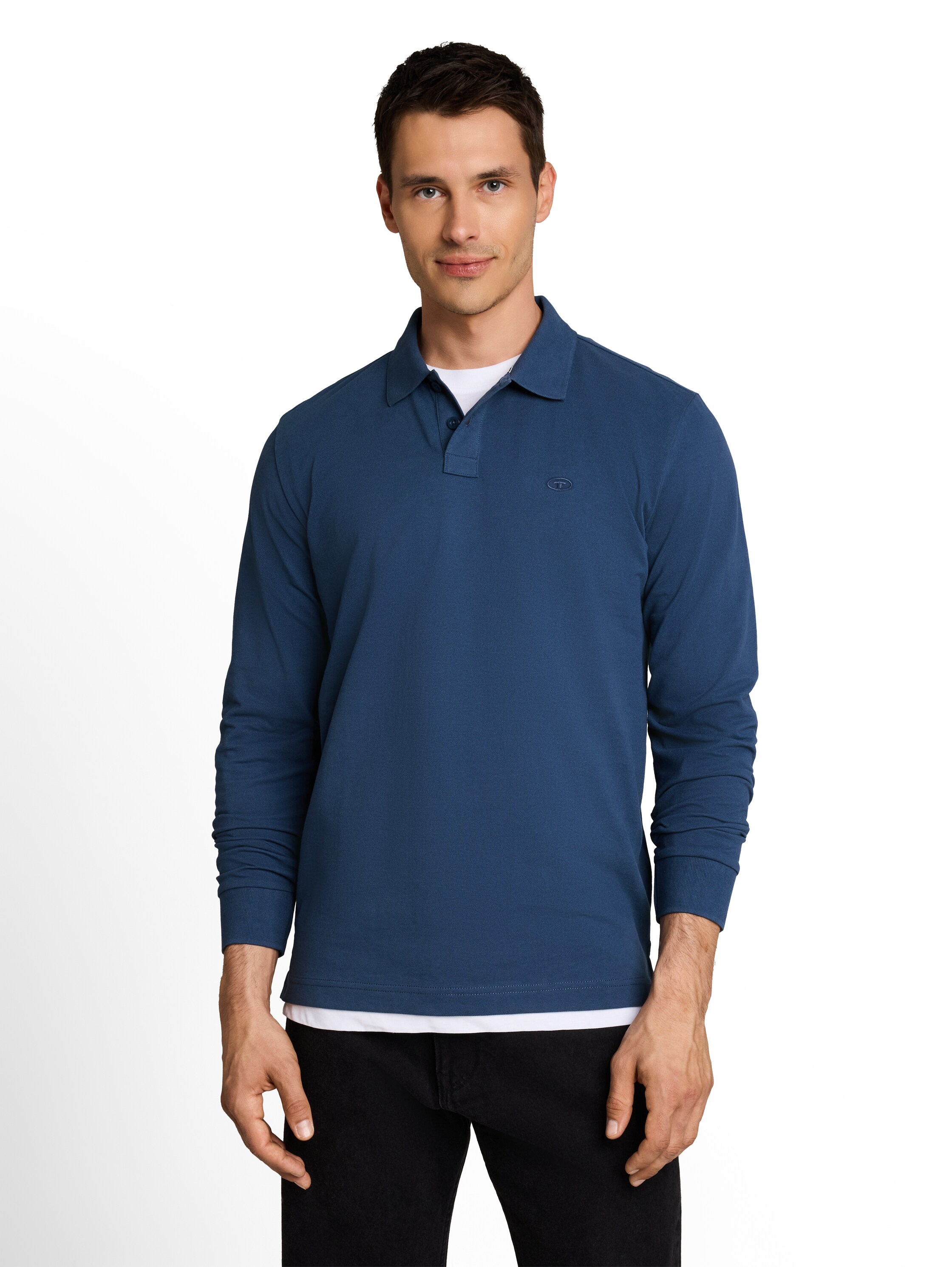 TOM TAILOR Langarm-Poloshirt mit Logo-Stickerei