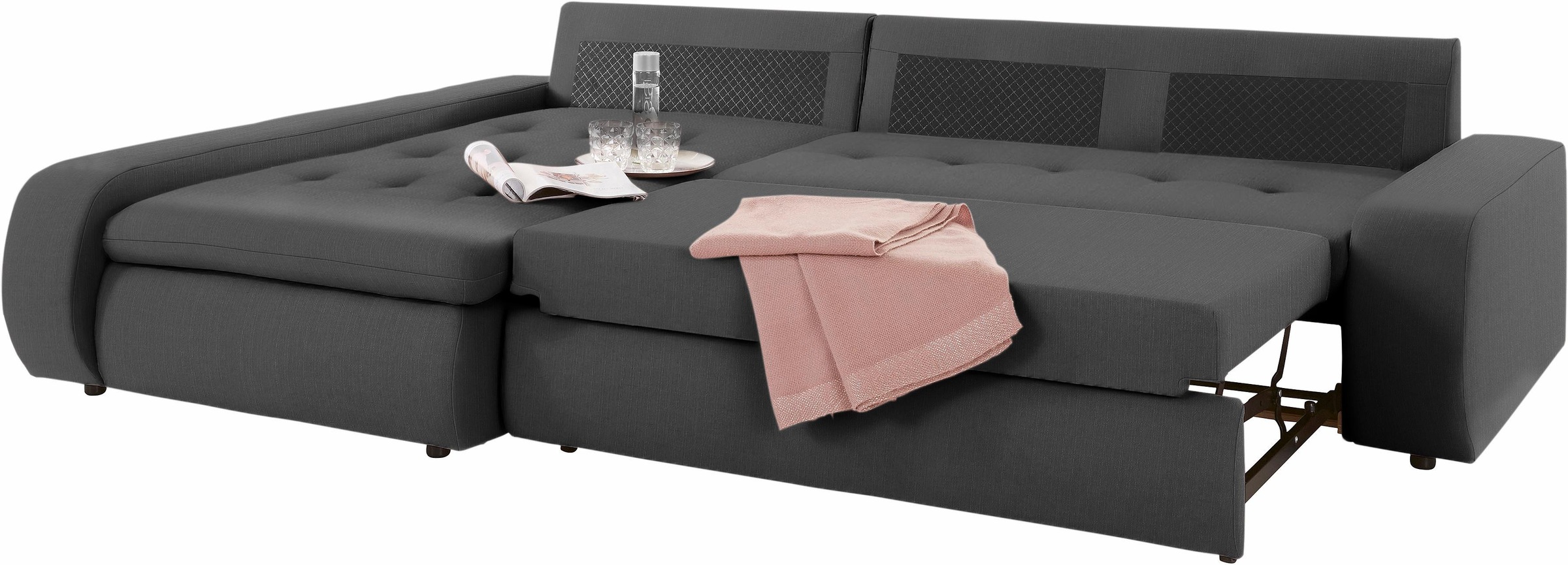 TRENDMANUFAKTUR Ecksofa »Indie II, tolle Detailverarbeitung, bequem und komfortabel im Sitz«, XL und XXL, wahlweise mit Bettfunktion, L-Form