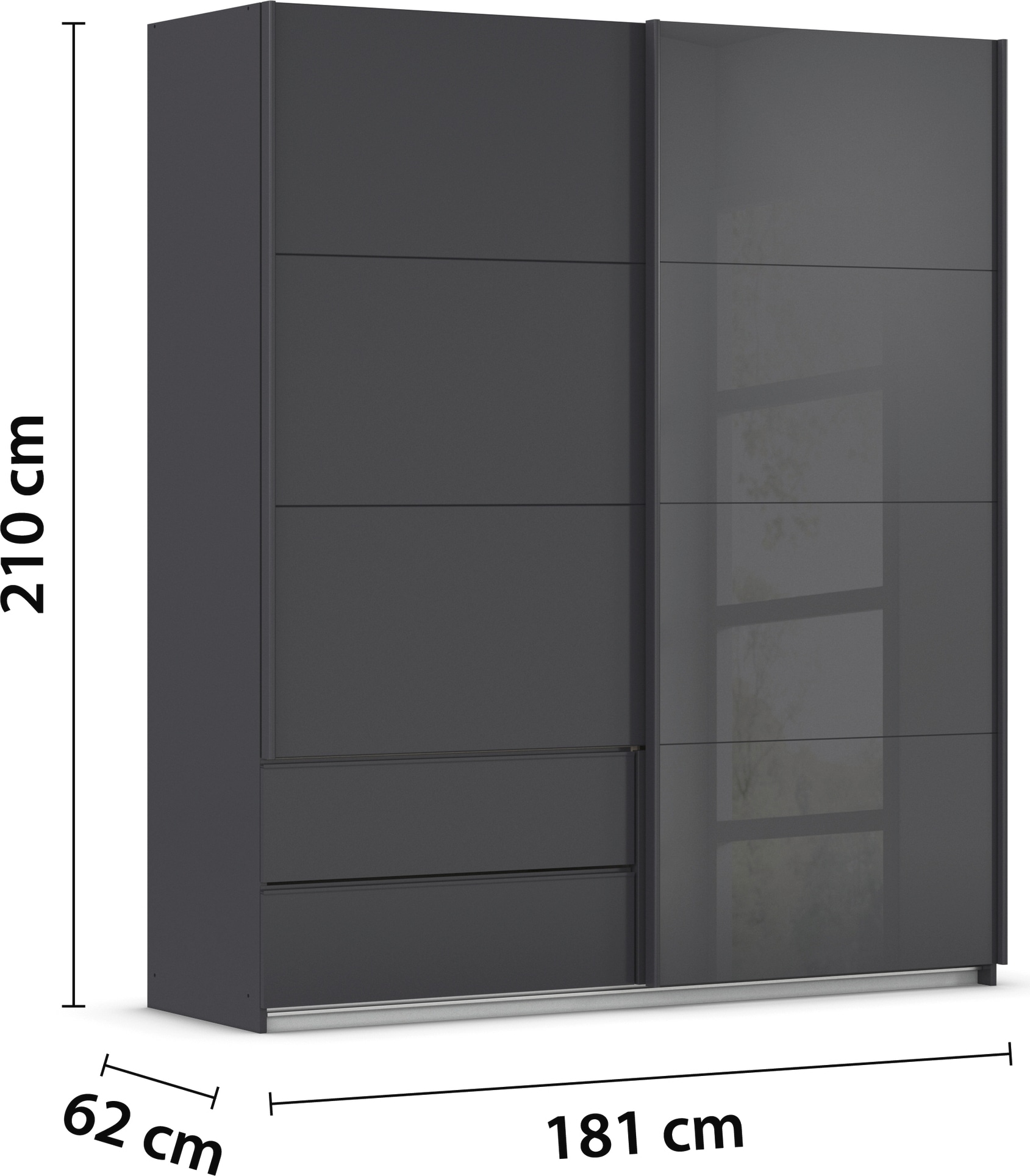 rauch Schwebetürenschrank »Kleiderschrank Schrank Garderobe ELARA Glastür/Grauspiegel« praktische Schubladen optional farblich abgesetzt MADE IN GERMANY