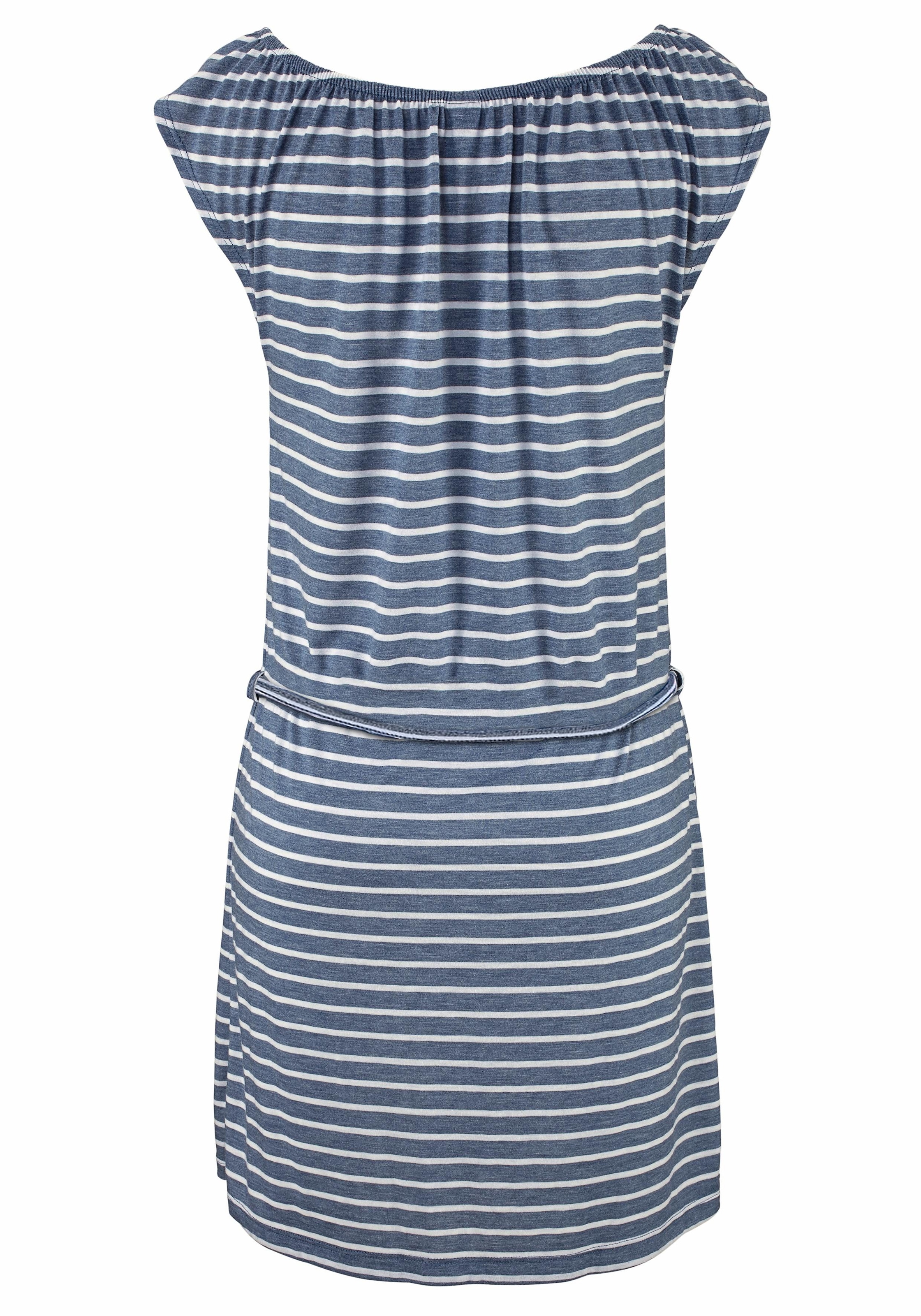 Venice Beach Jerseykleid, (mit Bindegürtel), und Streifenprint, sportliches Sommerkleid, Strandkleid