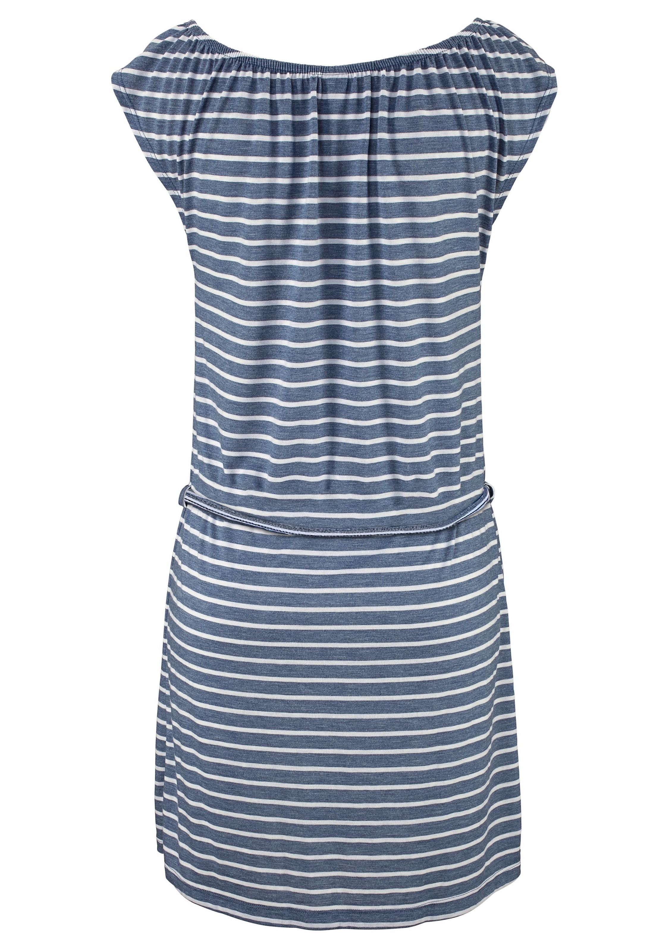 Venice Beach Jerseykleid, (mit Bindegürtel), und Streifenprint, sportliches Sommerkleid, Strandkleid