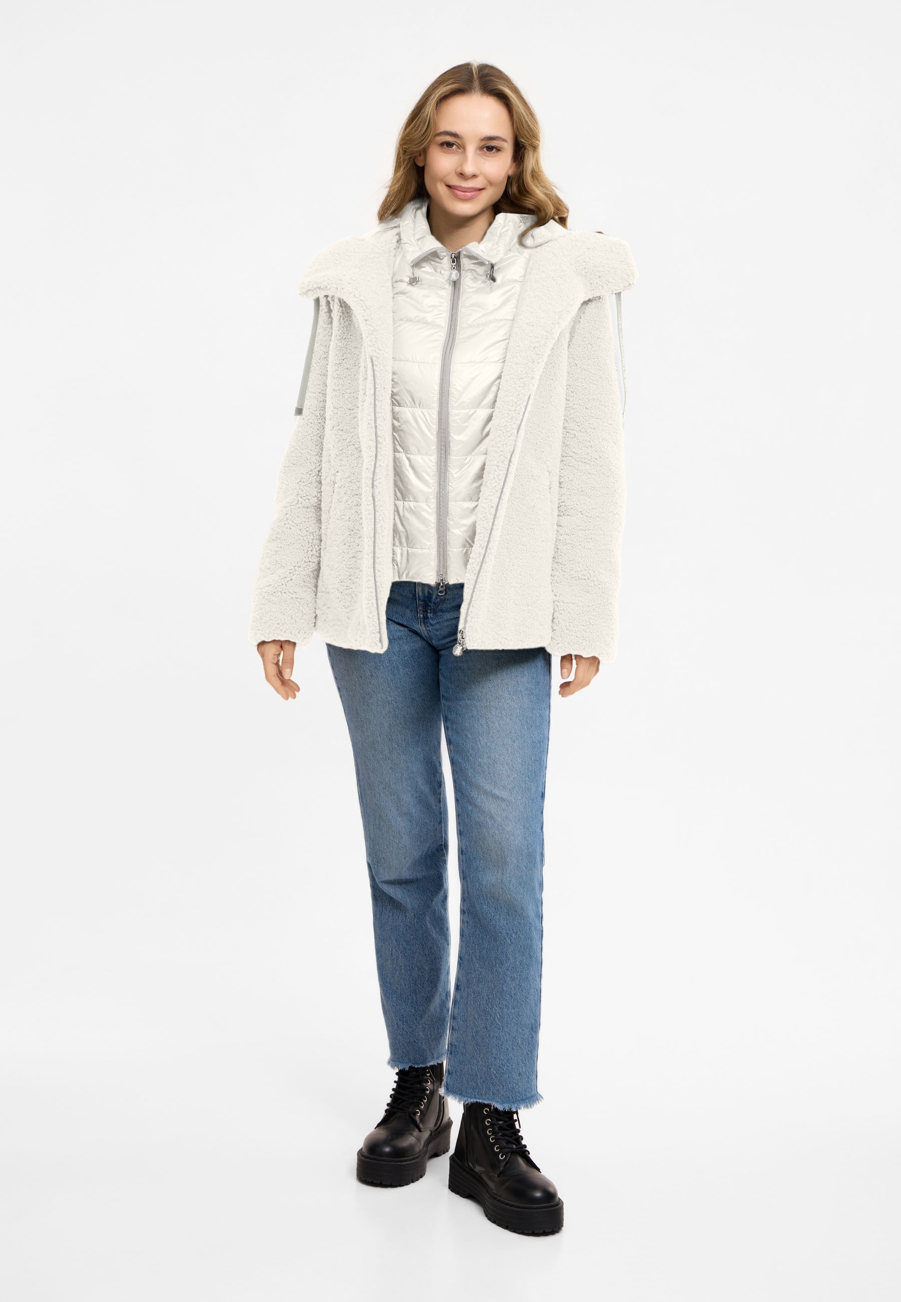 Frieda & Freddies Winterjacke "Frieda & Freddies Teddyjacke mit Double-Layer-Look"