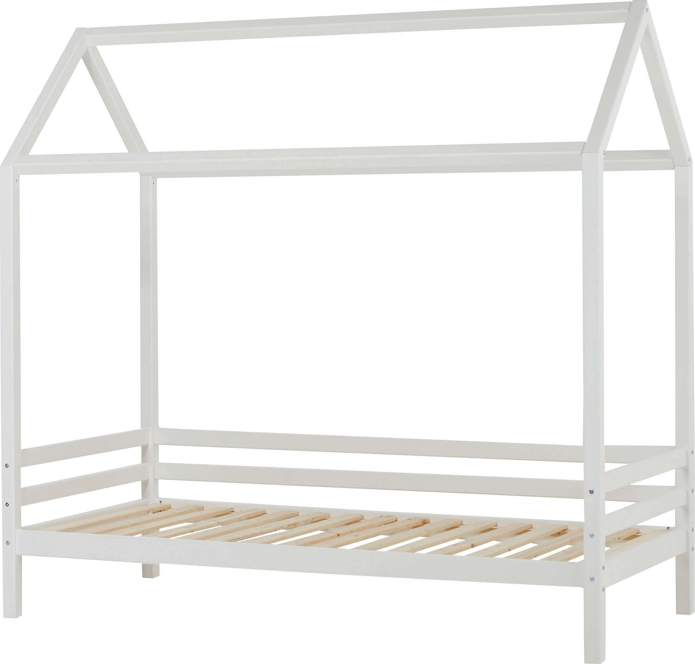 Hoppekids Kinderbett "ECO Dream", Hausbett mit Dach 90x200 massiv weiß günstig online kaufen