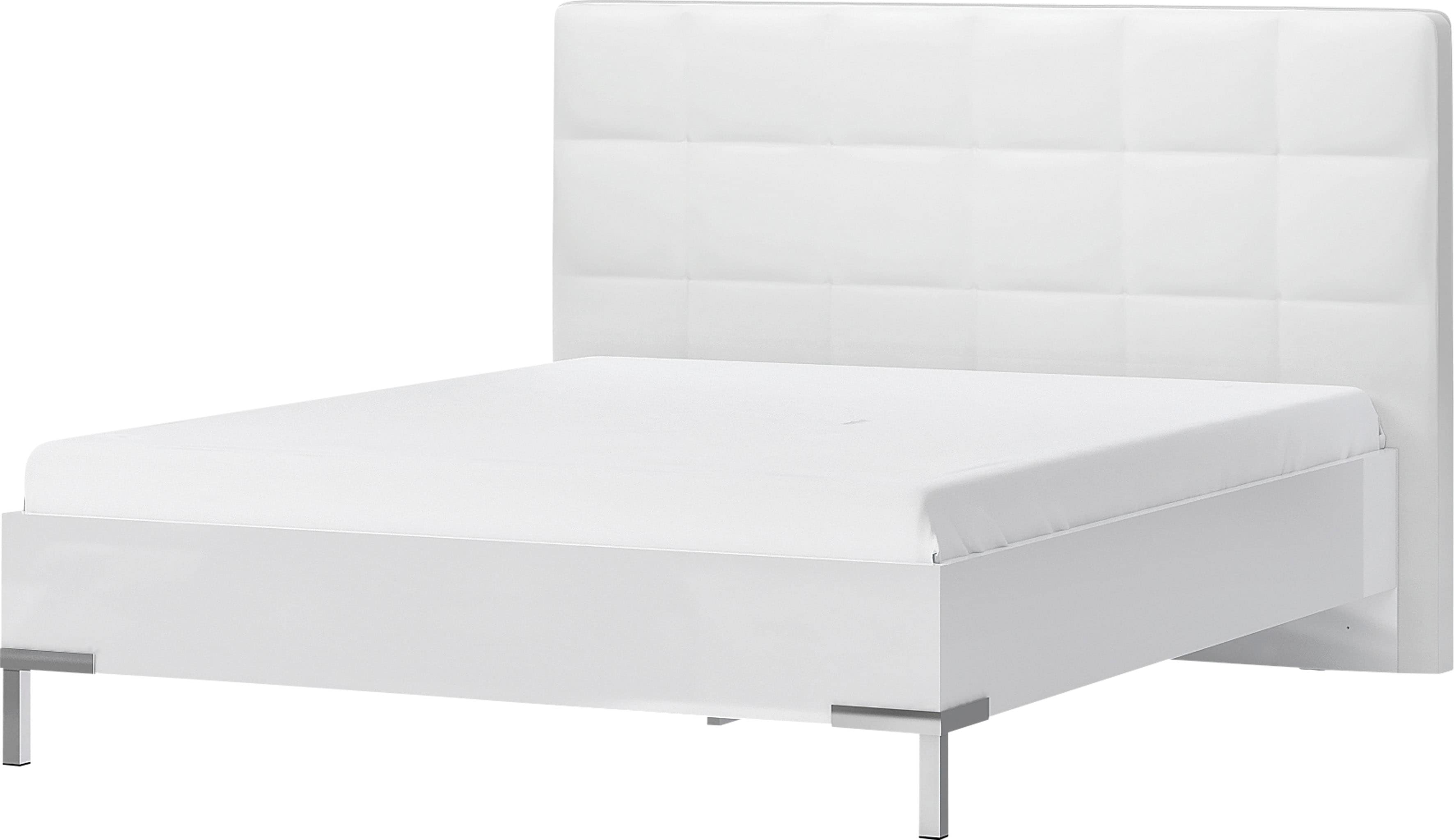 OTTO home Bett "Piano, Liegefläche 160x200 oder 180x200cm, FSC-zertifiziert" mit gepolstertem Kopfteil, UV Lackierung hochglanz beige oder weiß