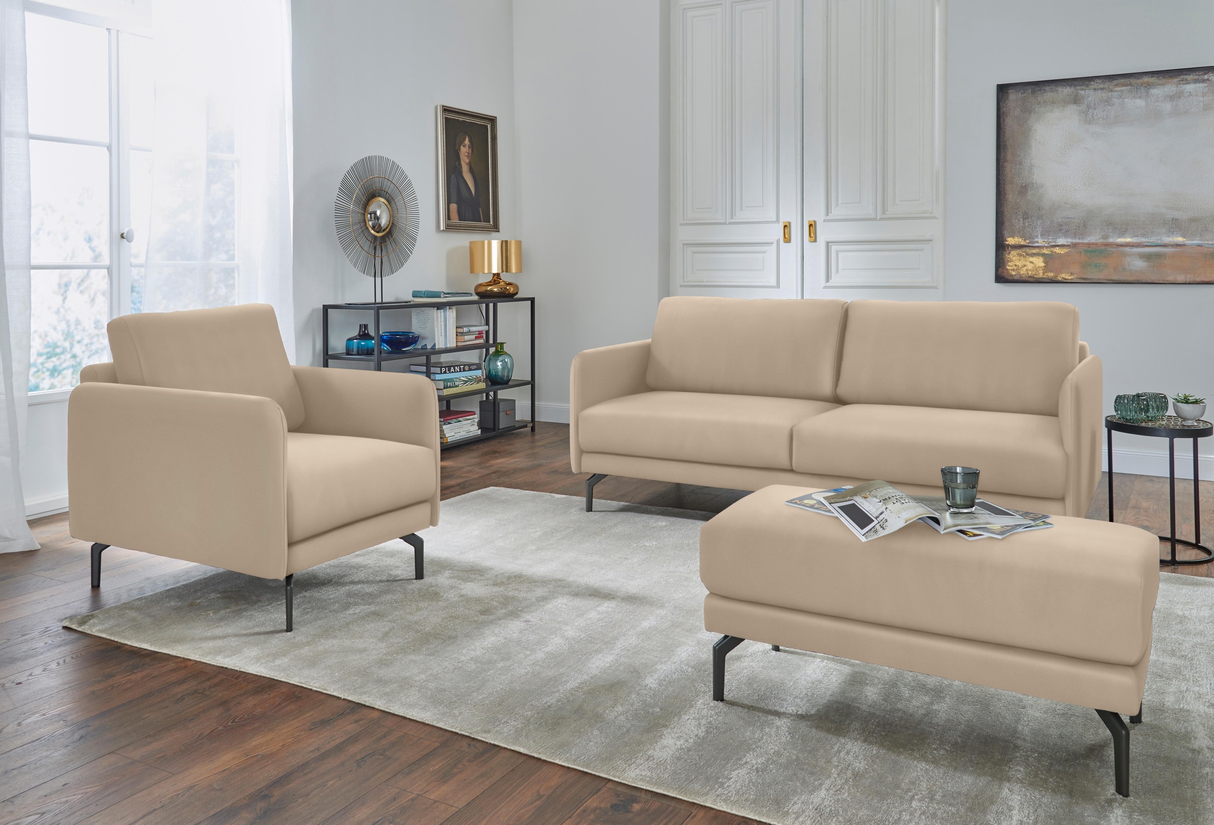 Creation BY ROLF BENZ Sessel »CR.450, Designsessel, Loungesessel«, Armlehne sehr schmal, Breite 70 cm, Alugussfuß Umbragrau