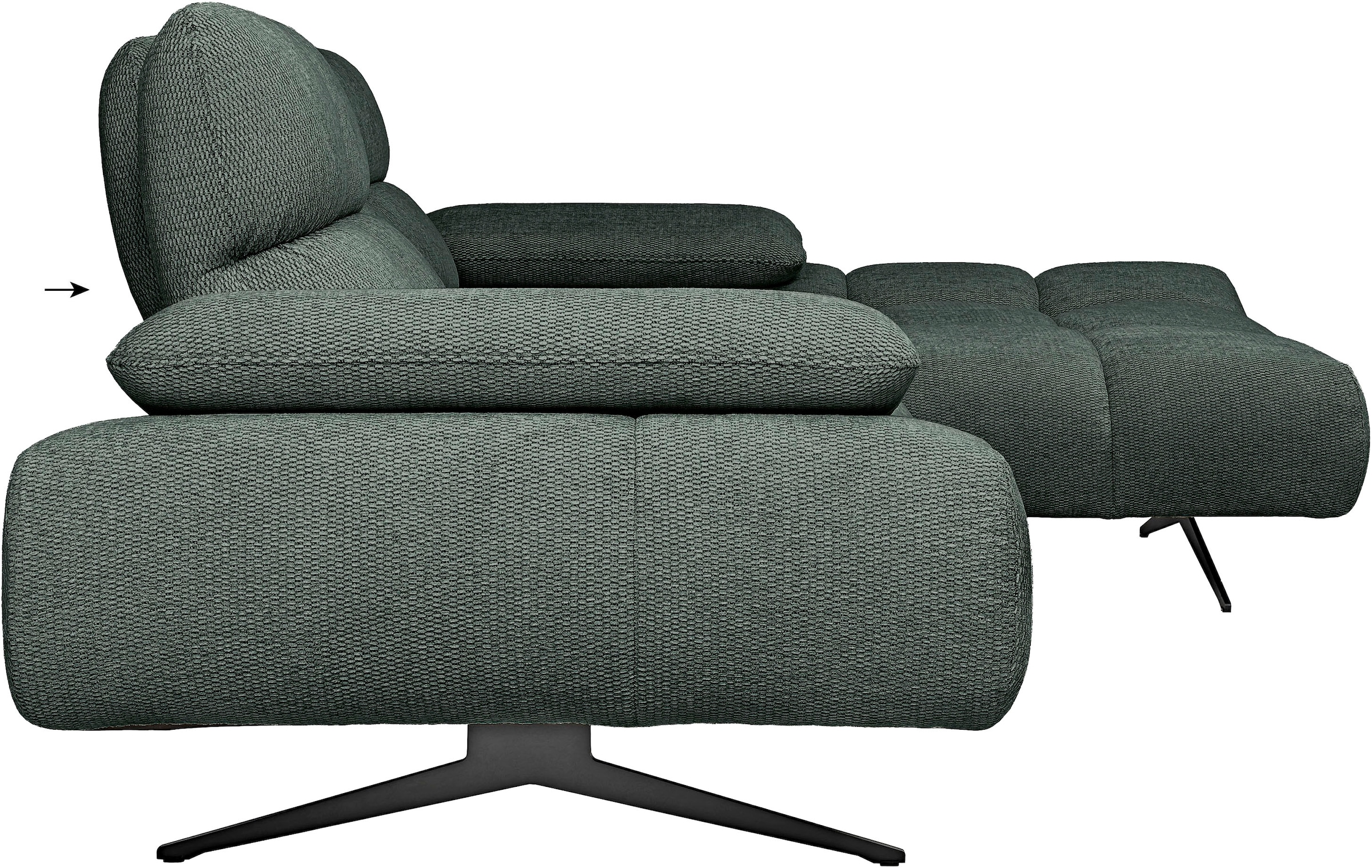 WERK2 Ecksofa »Prado-S Designer Sofa in L-Form mit Bubble-Optik, 285 cm breit« Sitztiefenverstellung an allen 3 Rückenelementen & Schwebe-Optik