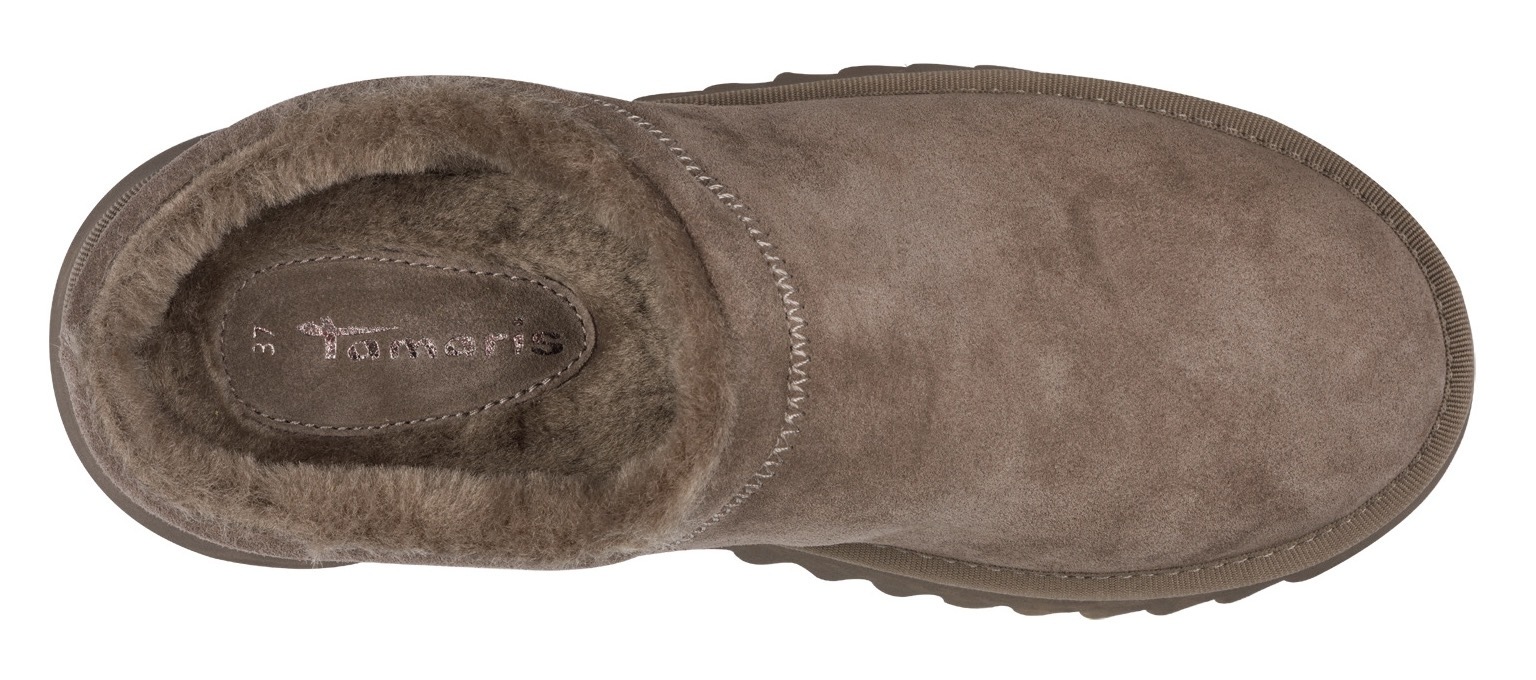 Tamaris Hausschuh, Clogs, Bequemschuh mit Fellimitat-Kragen