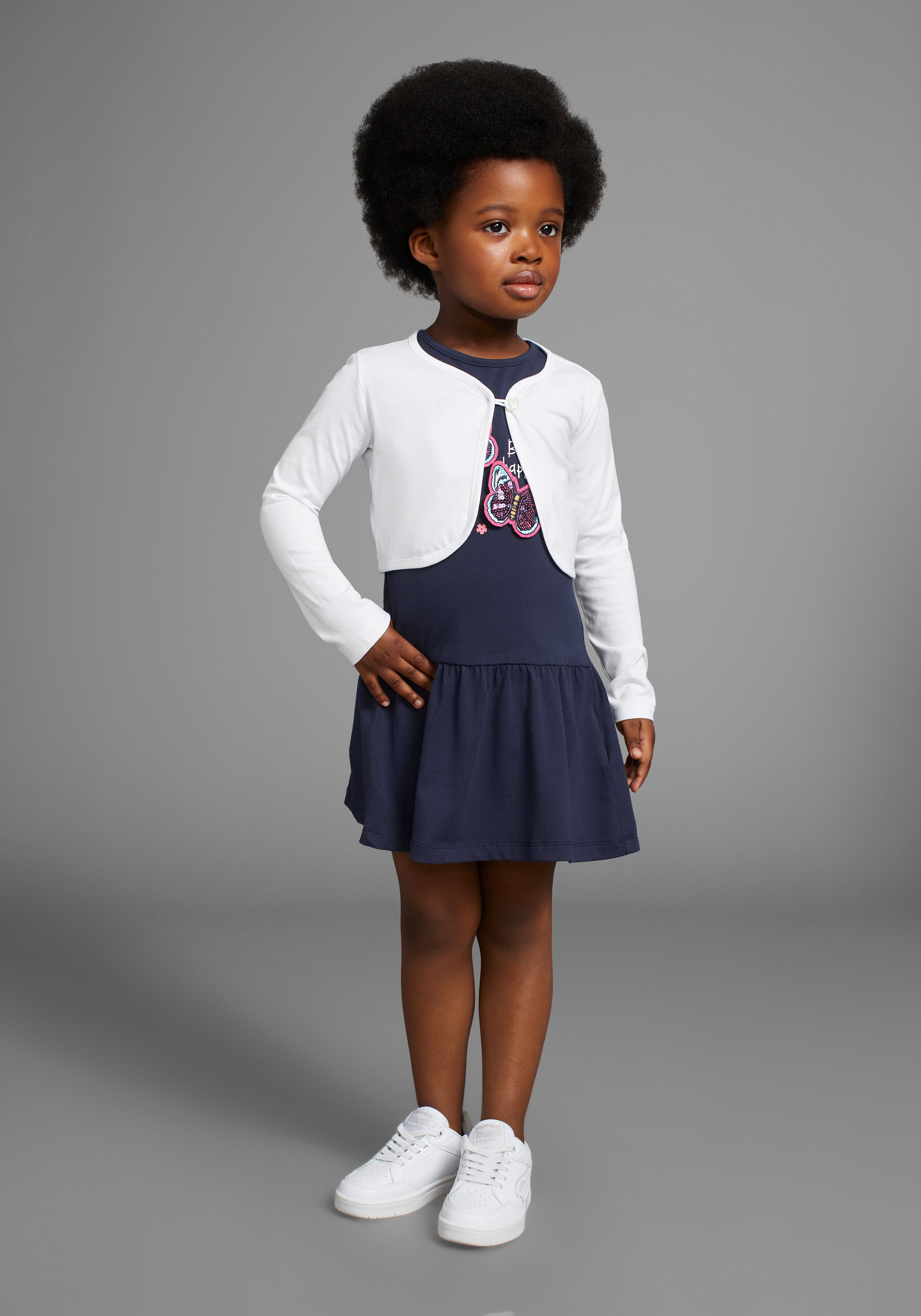 KIDSWORLD Bolero, Kleid & Leggings "2tlg. Set : Kleid mit Bolero-Jacke" Set, 2, 2 Stk. Outfit für kleine Mädchen