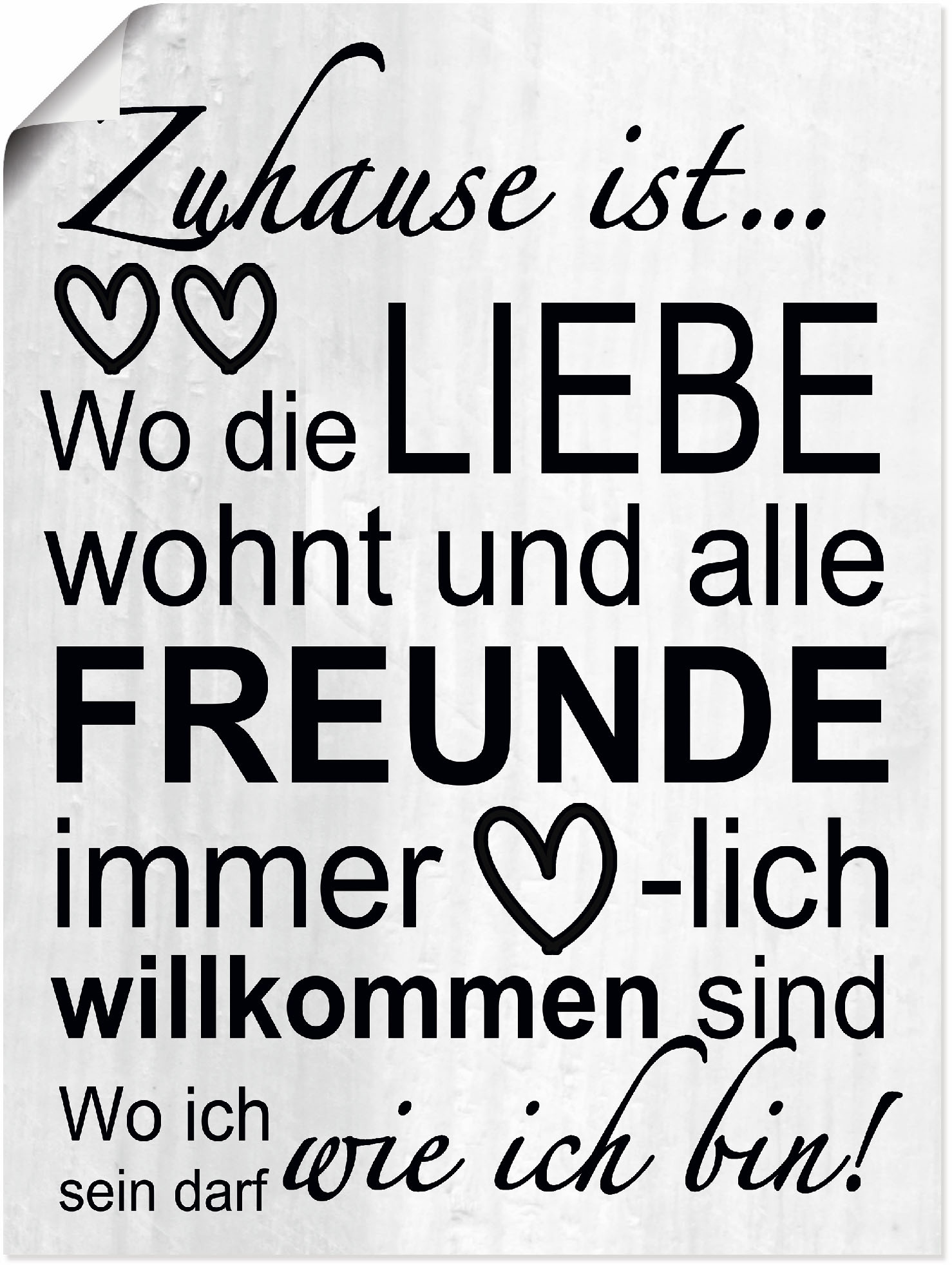 Artland Wandbild "Wo die Liebe wohnt" Sprüche & Texte 1 Stk. tlg. als Alubi günstig online kaufen