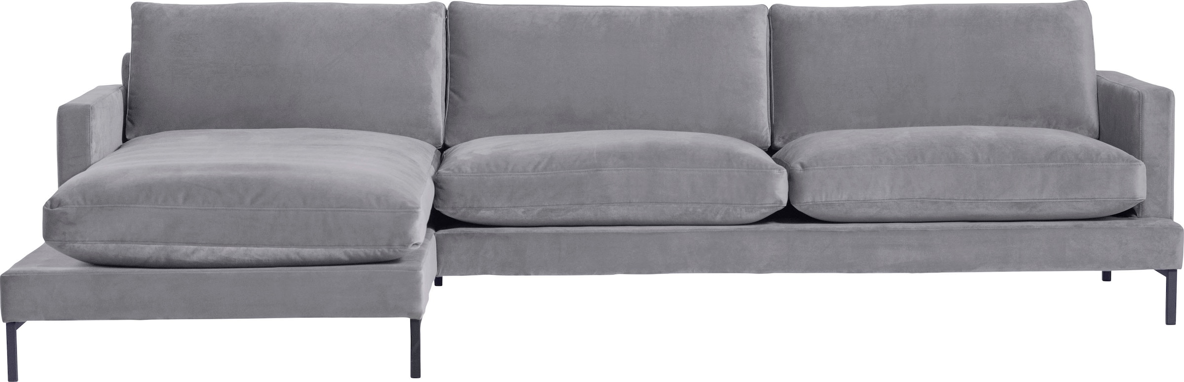 andas Ecksofa "Welland, L-Form," mit schwarzen Metallfüßen, mit Federfüllung im Sitz- und Rückenkissen