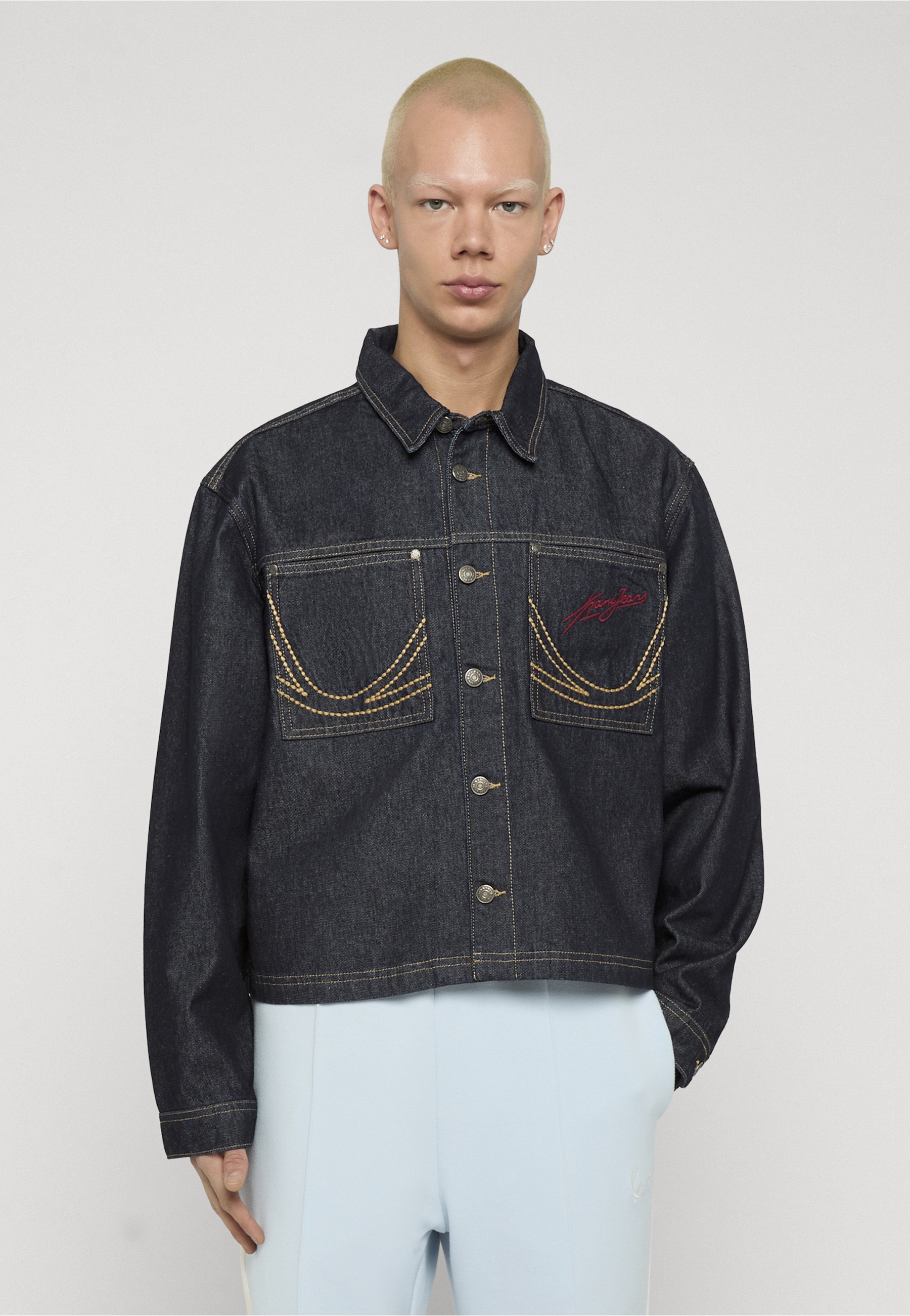 Karl Kani Jeansjacke »Karl Kani Kani Jeans Cropped Rinsed Denim Jacket« 1 Stk. tlg. ohne Kapuze
