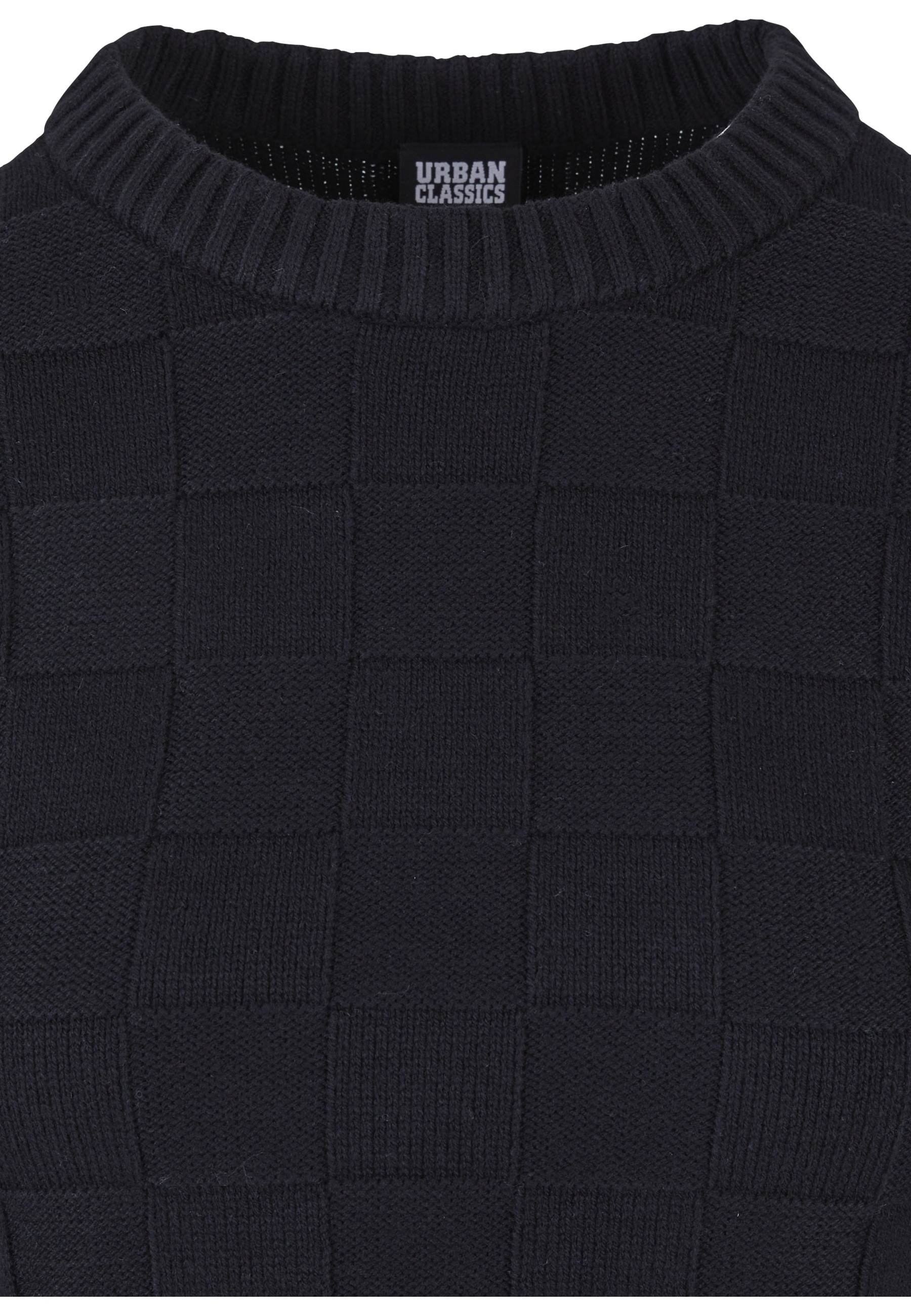 Sweatshirt URBAN CLASSICS "Urban Classics Damen Ladies Check Knit Sweater", Damen, Gr. M, schwarz, 60% Baumwolle, 40% Polyacryl, unifarben, Rundhals, Sweatshirts Sweatshirt 2