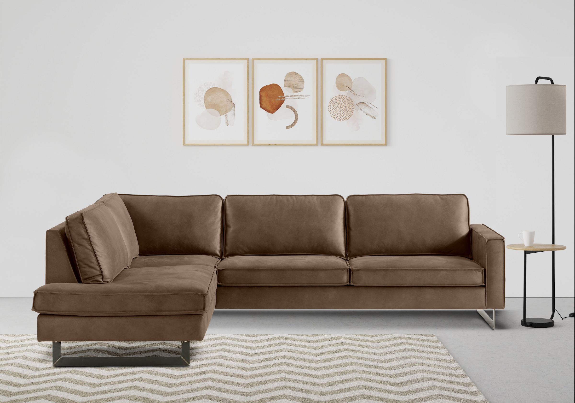 Places of Style Ecksofa "Pinto, 290 cm, Cord, Chenille, Lederoptik, Ottoman günstig online kaufen