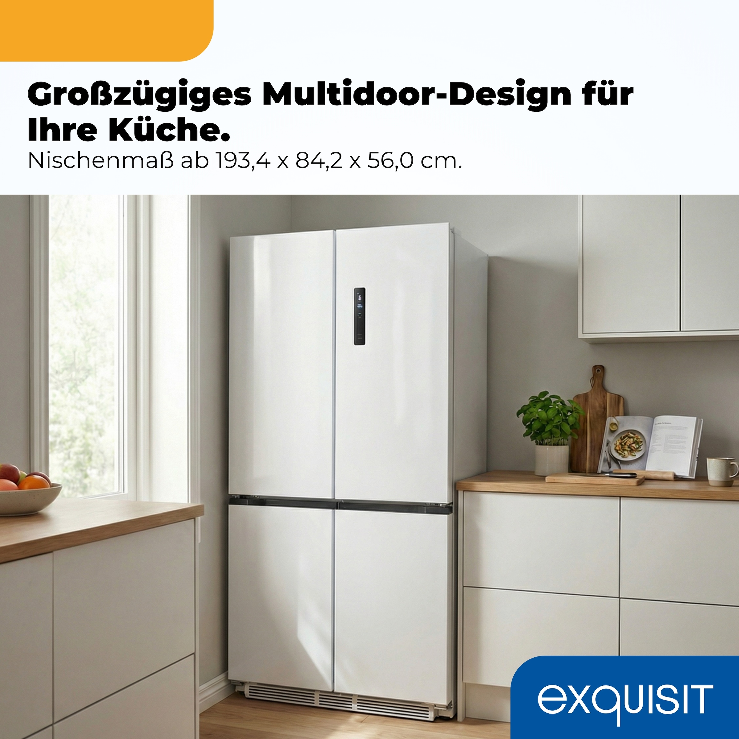 exquisit Multi Door »EMD470-170-200E inoxlook-weiss« 193 cm hoch 84 cm breit Nie mehr abtauen – No-Frost & Umluft für perfekte Kühlung