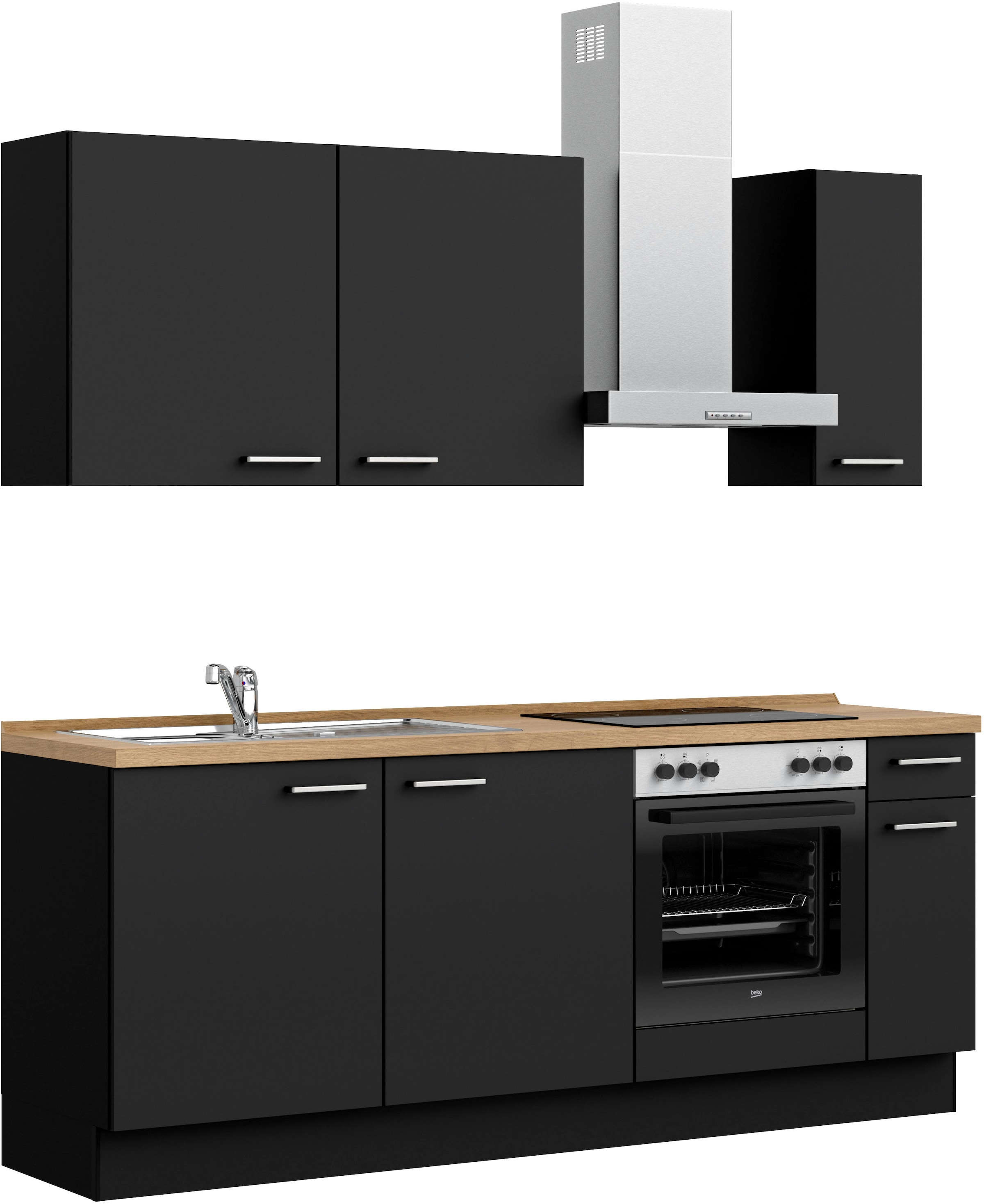 nobilia® Küchenzeile »"Touch I"« vormontiert, Ausrichtung wählbar, Breite 210 cm, wahlw. mit E-Geräten