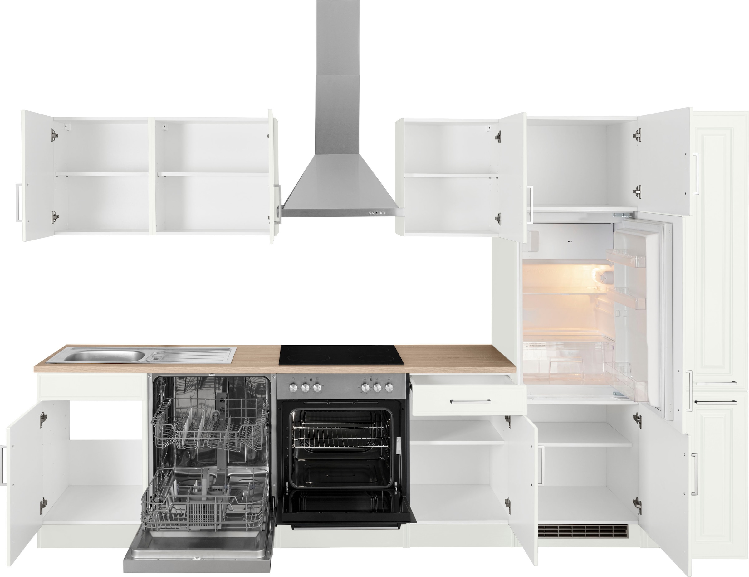 HELD MÖBEL Küchenzeile "Stockholm", Breite 310 cm, mit hochwertigen MDF Fro günstig online kaufen