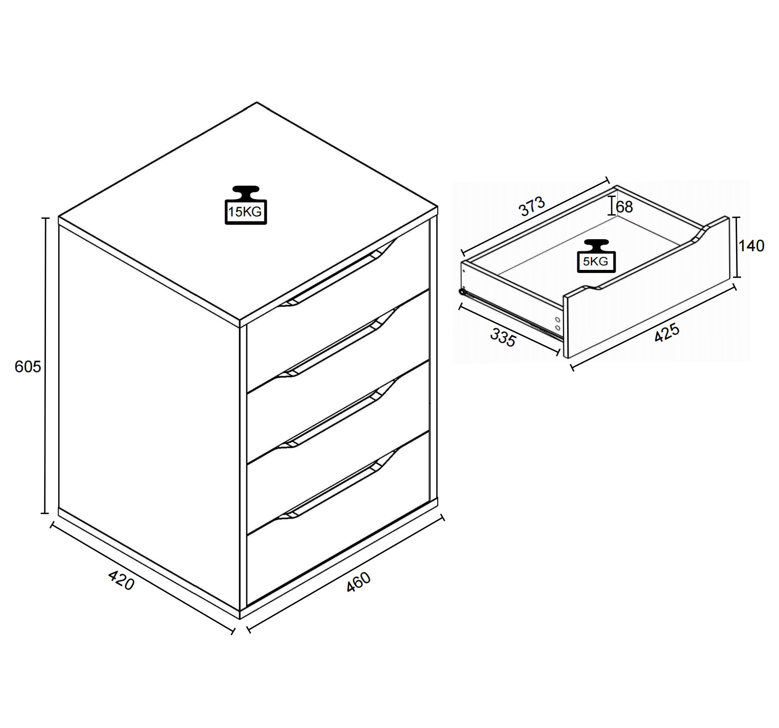VCM Nachttisch »Holz Nachtschrank Nachttisch Schublade Malira L«