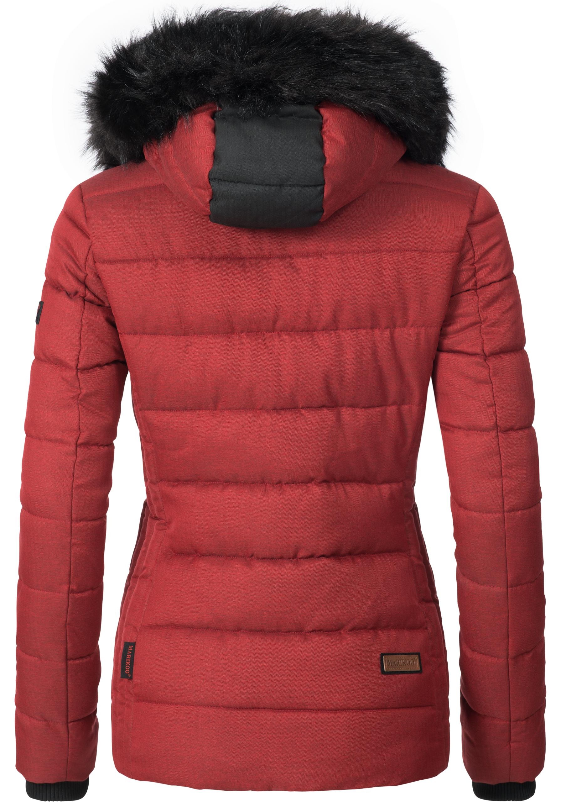 Marikoo Steppjacke »Unique«, mit Kapuze, modische Winterjacke mit Kunstpelz-Kapuze