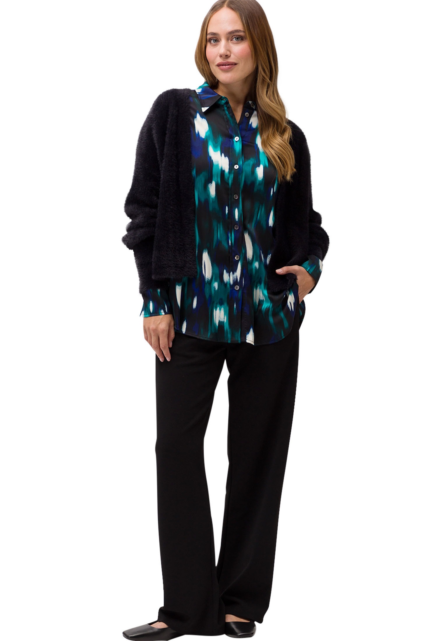 Zero Satinbluse »zero Satinbluse mit Hemdblusenkragen«